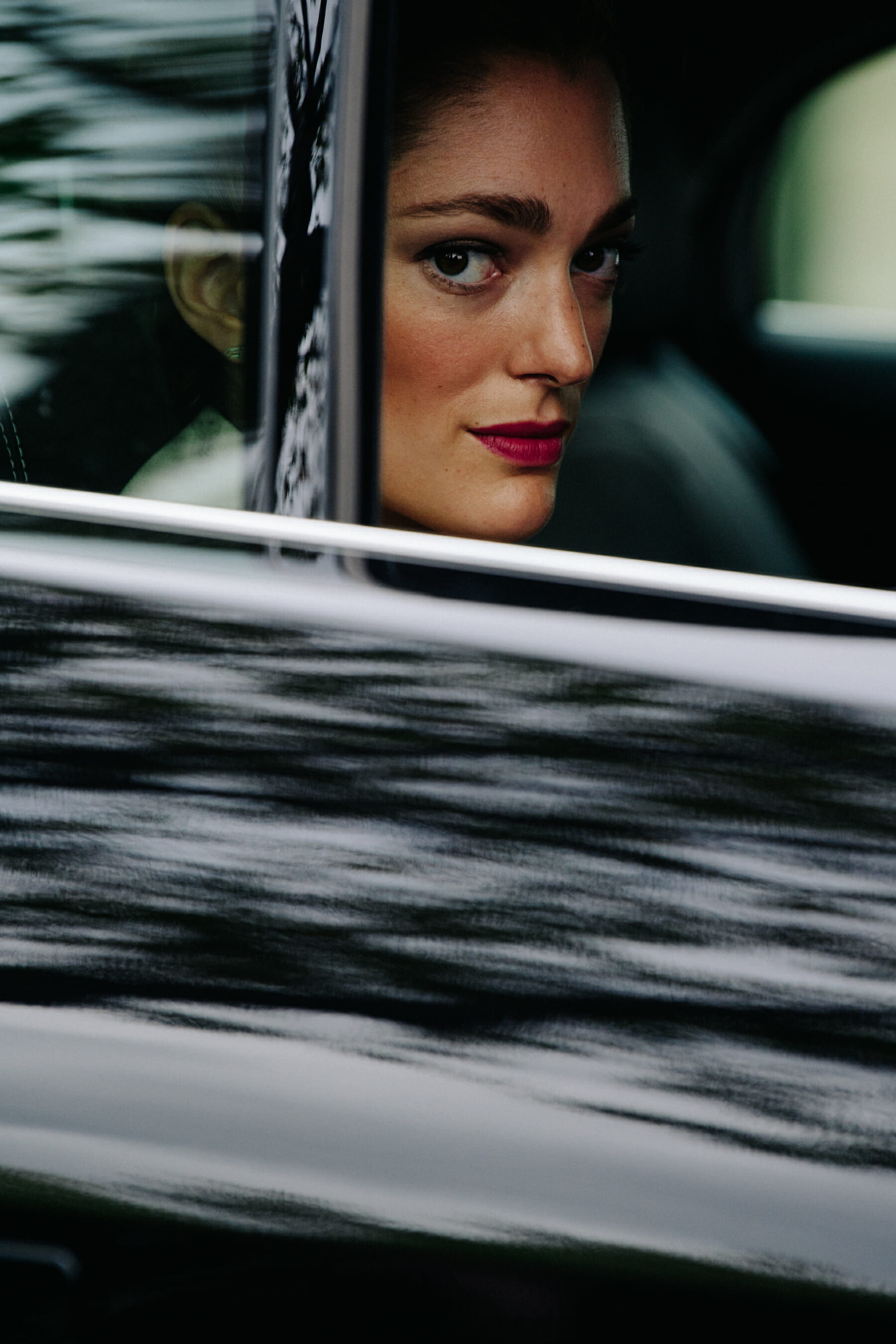 Woman wearing red lipstick