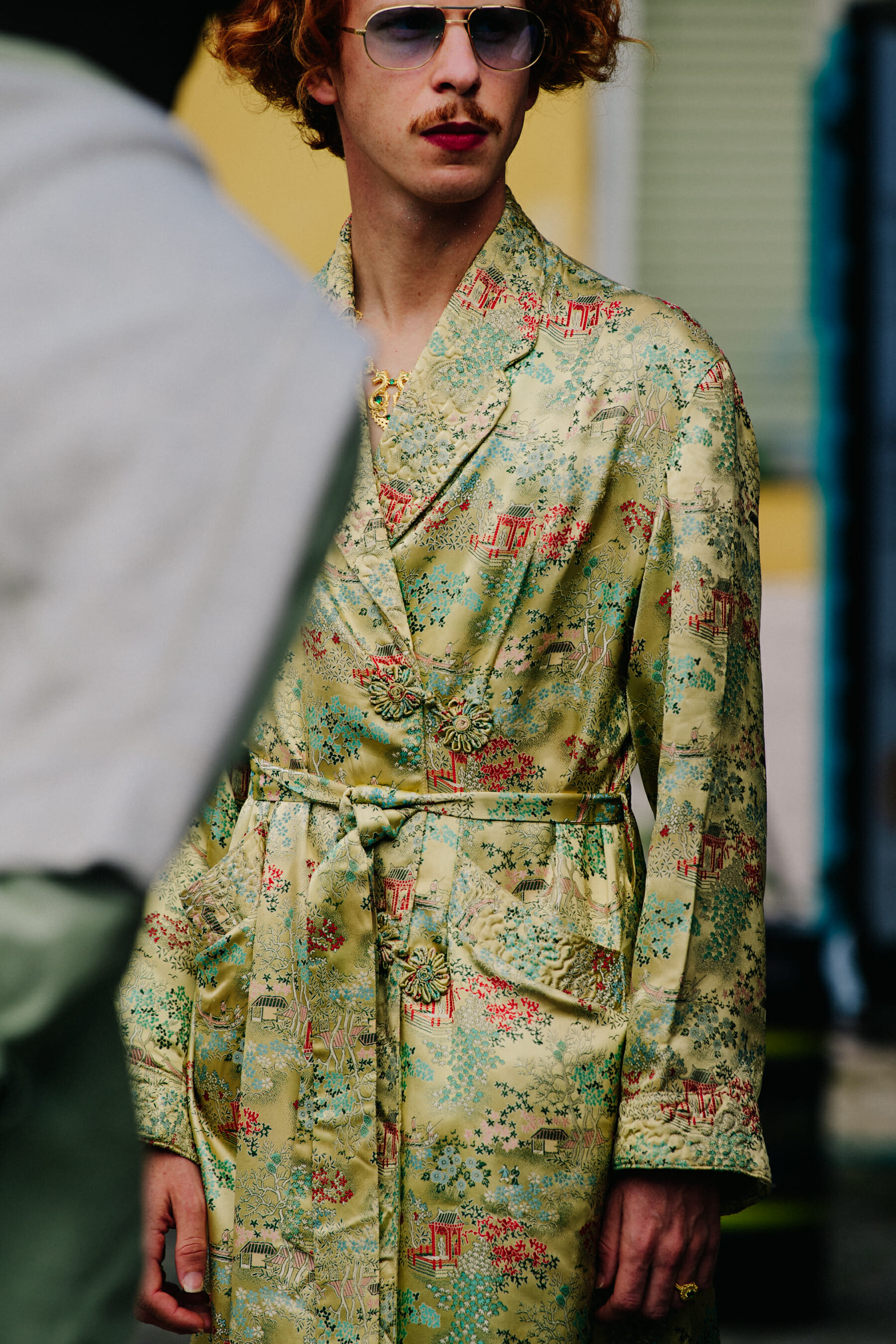 Man wearing silk gown