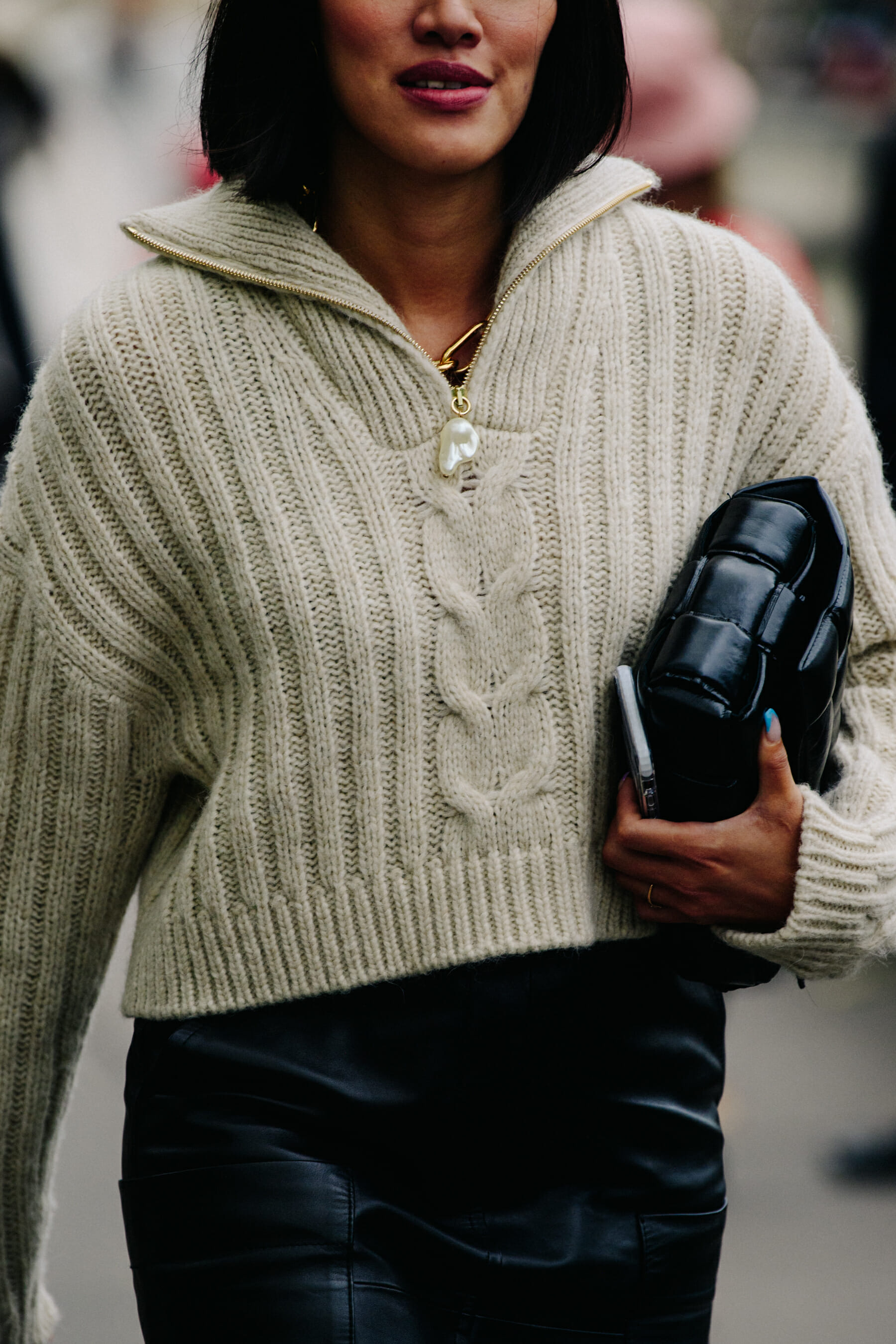 Woman wearing wool jumper