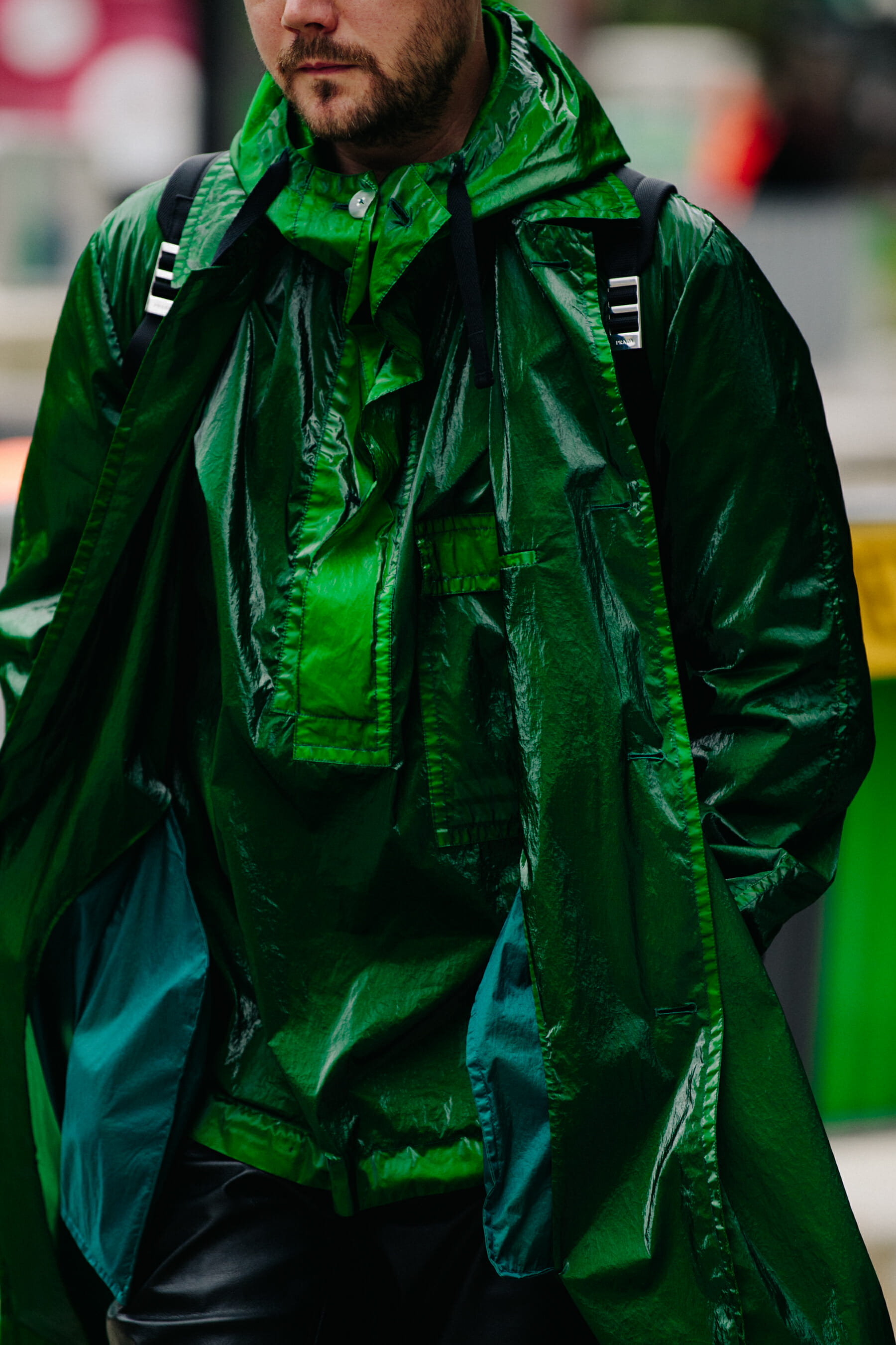 Man wearing green coat