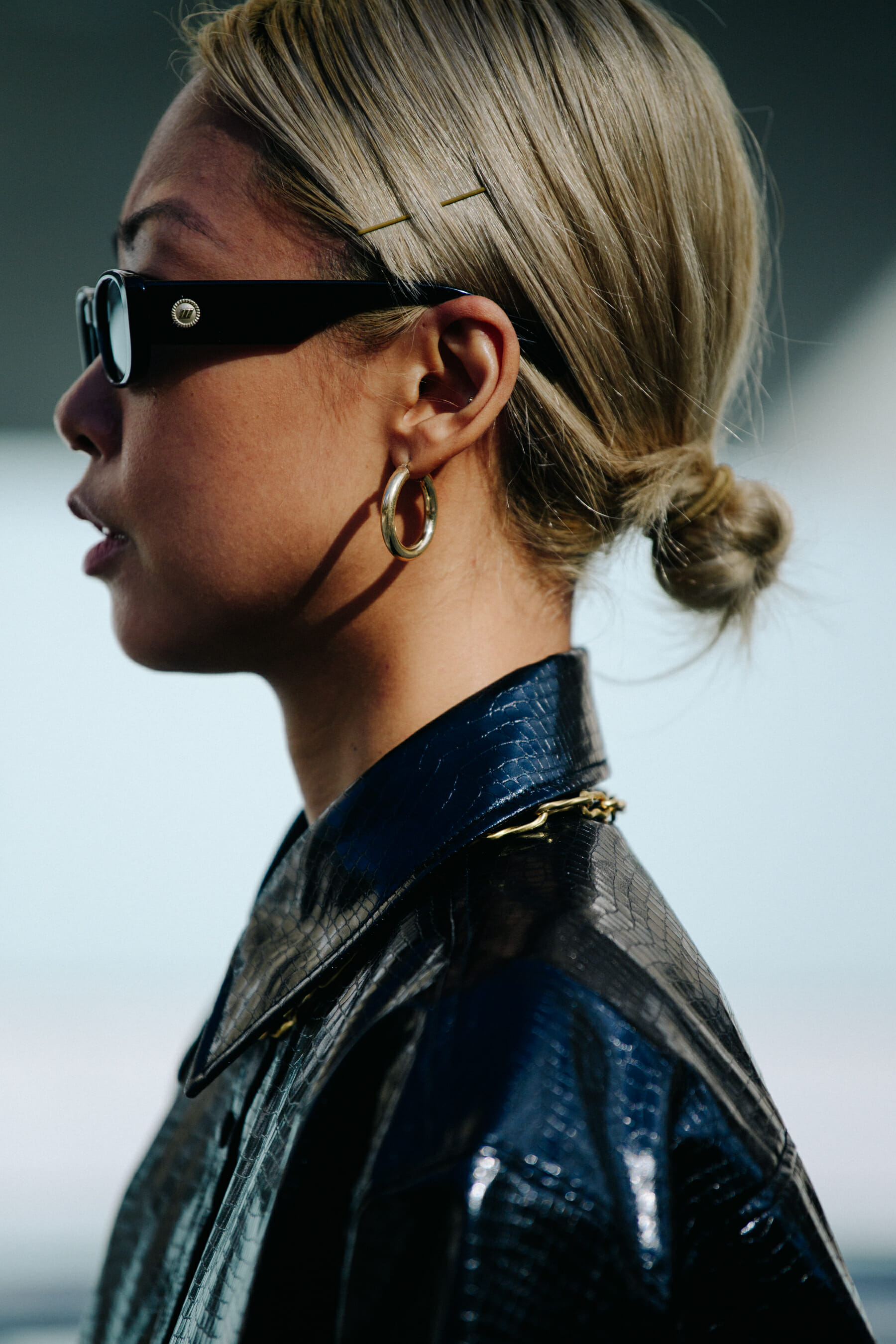 Woman wearing black glasses