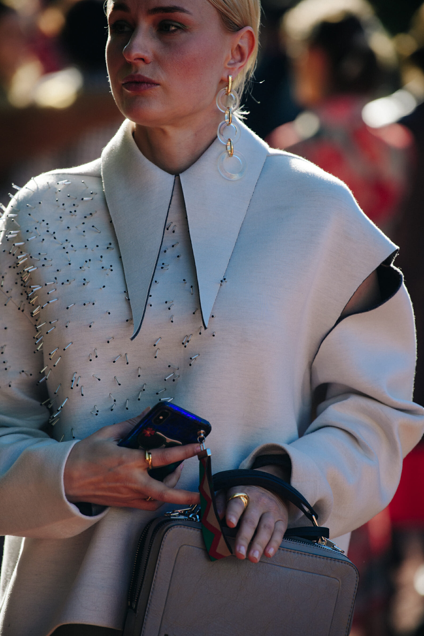 Woman wearing light top
