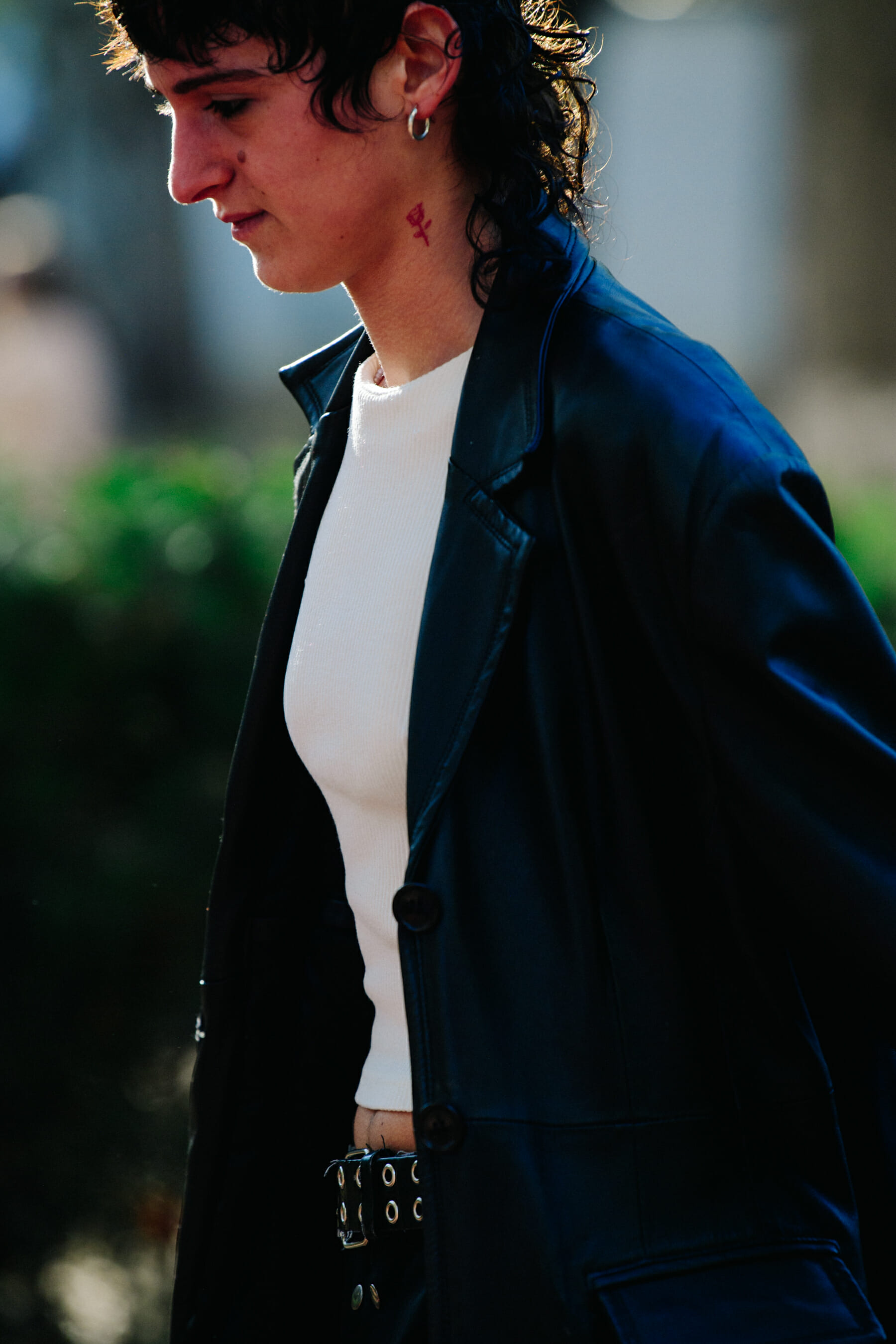 Woman wearing black coat