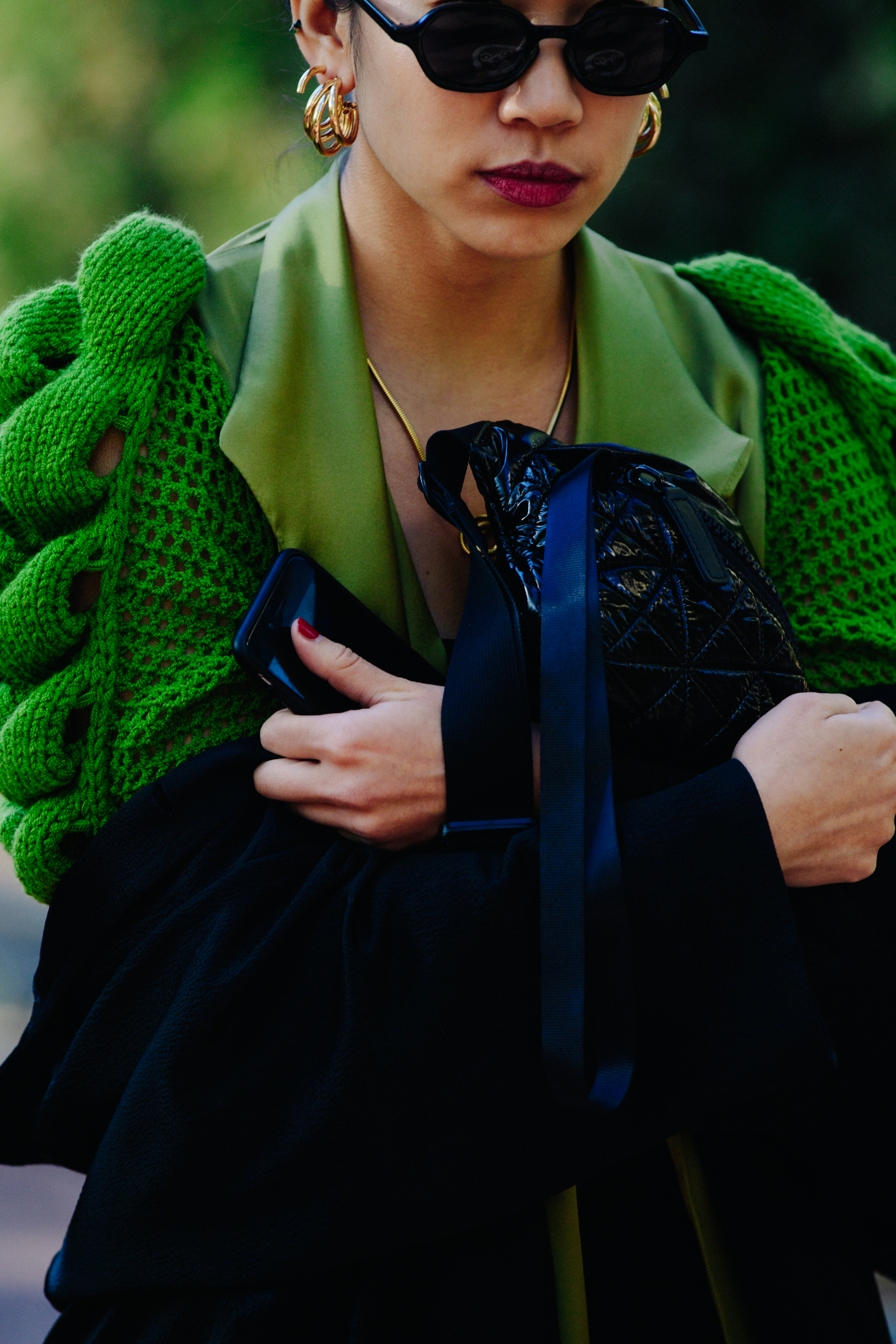 Woman wearing green dress