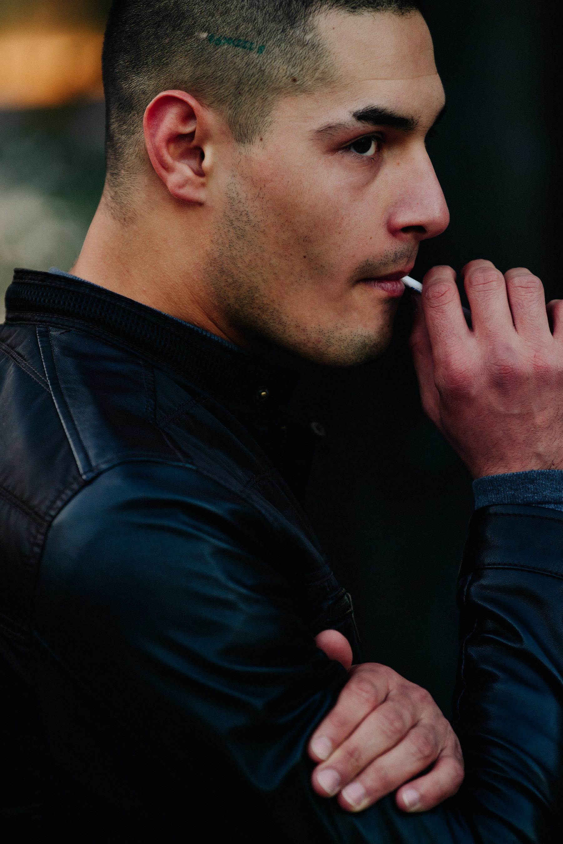Man wearing black outfit