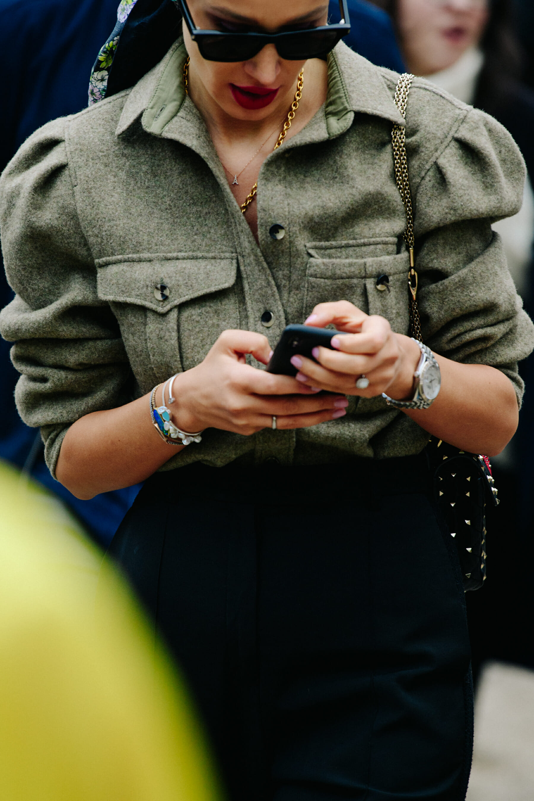 Woman wearing wool shirt
