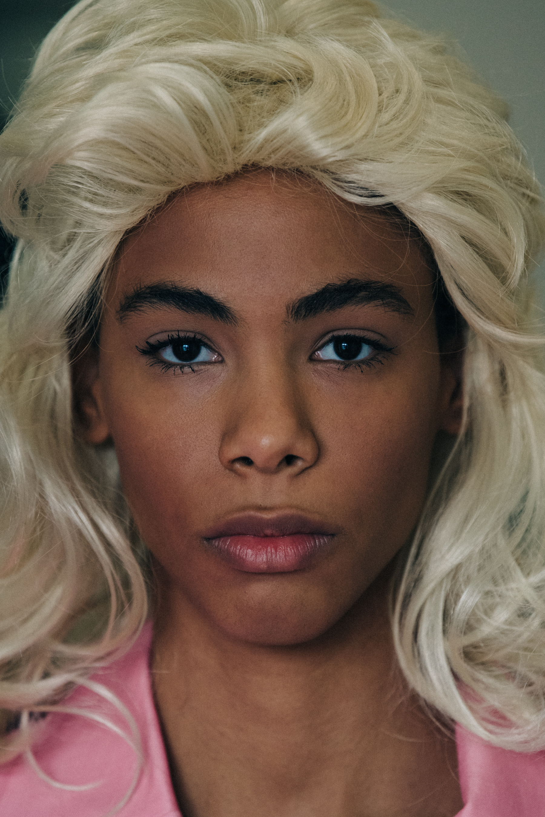Model wearing wig
