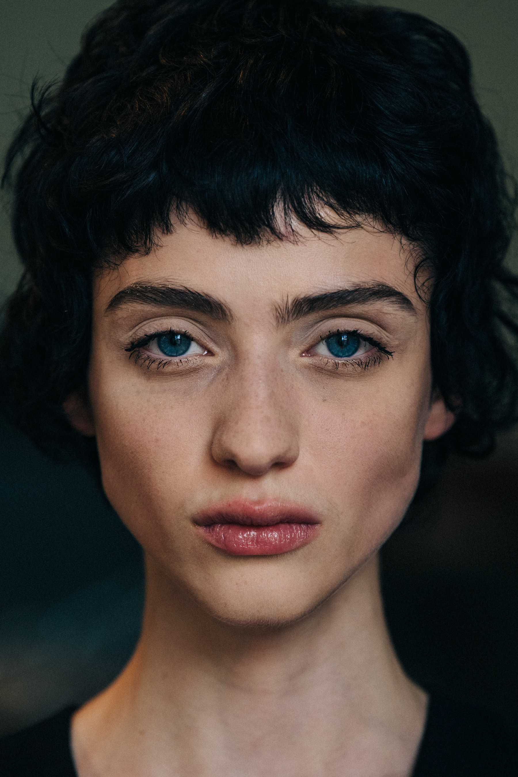 Model wearing wig