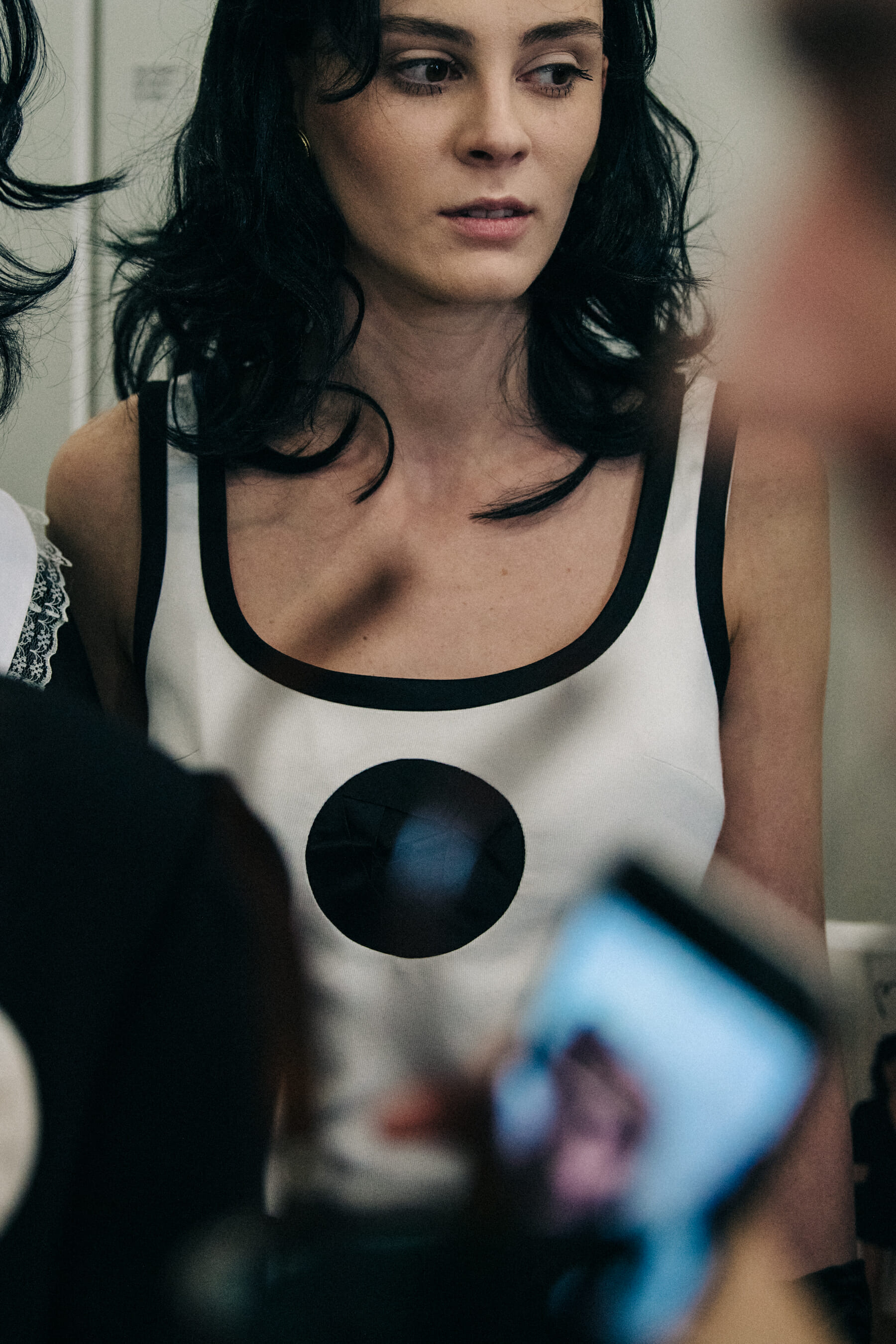 Model wearing wig