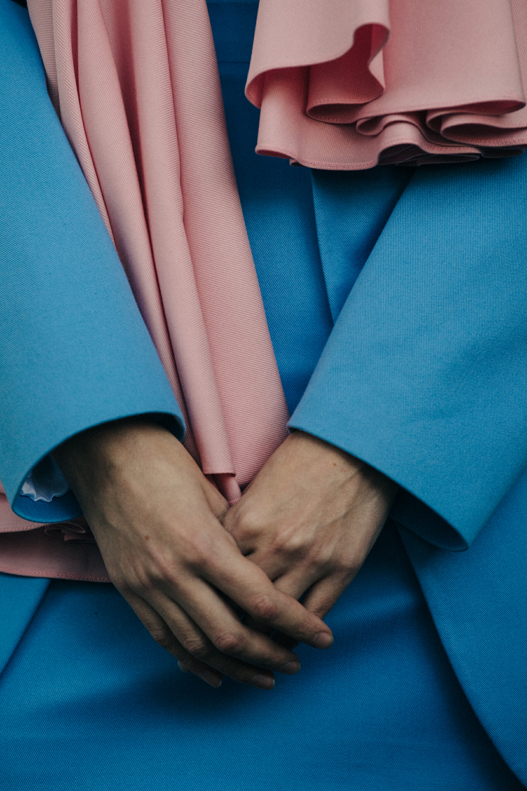 Model wearing blue suit