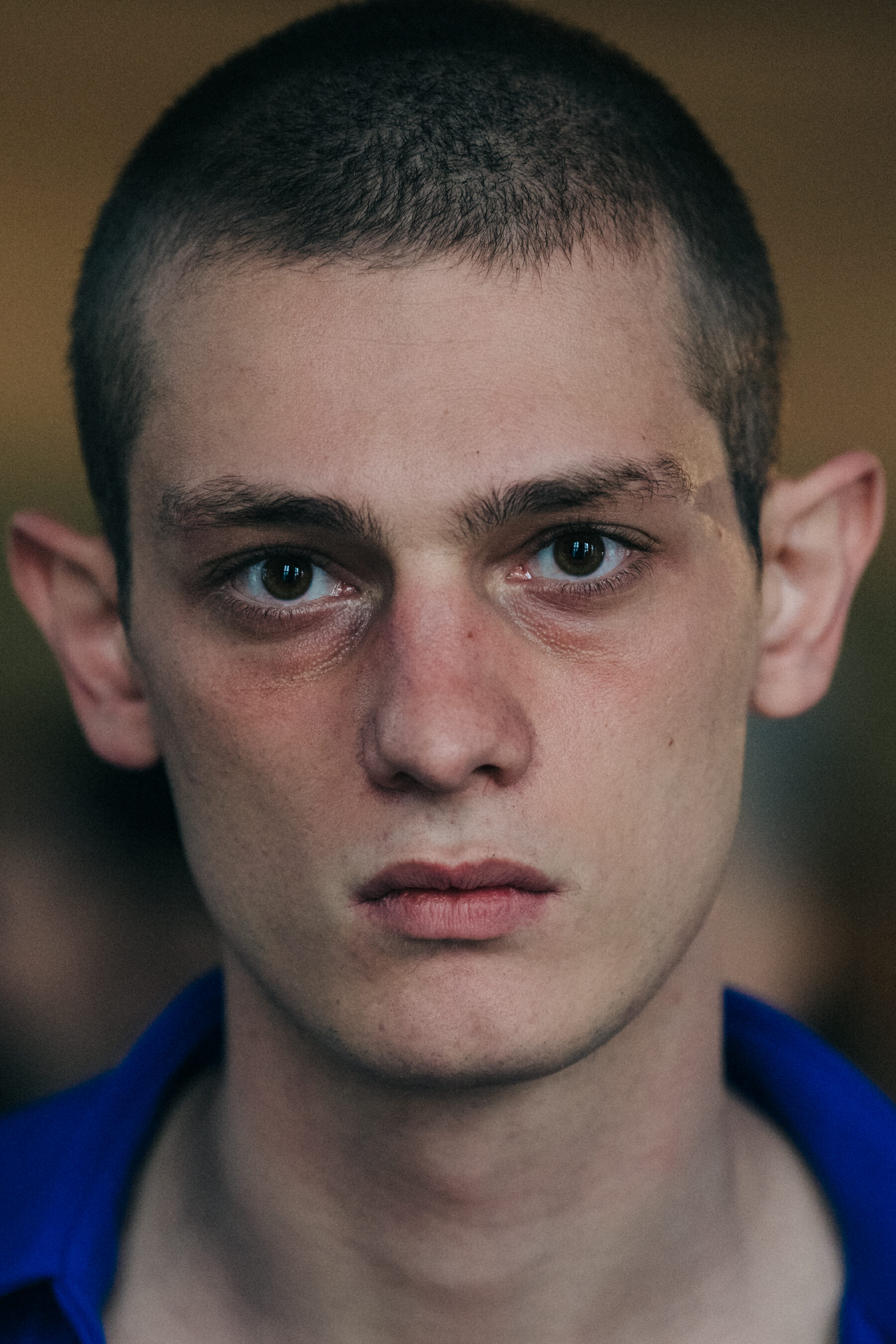 Georgian model with shaved hair