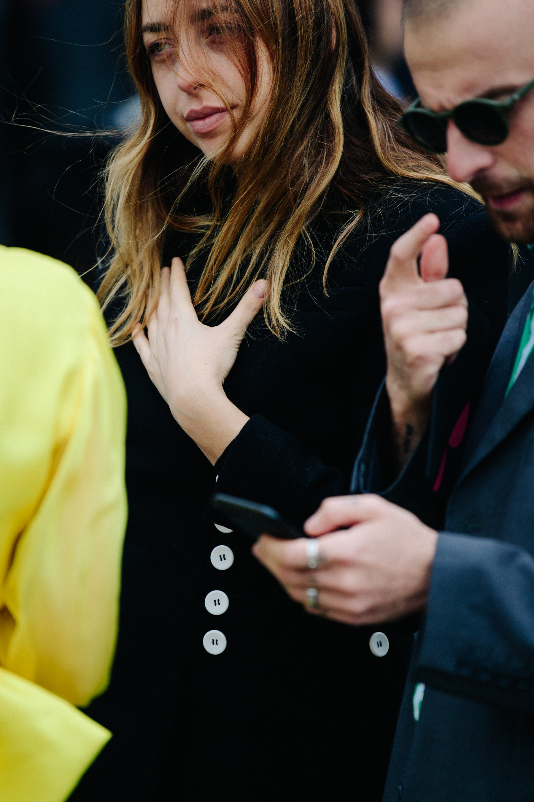 Woman wearing black coat