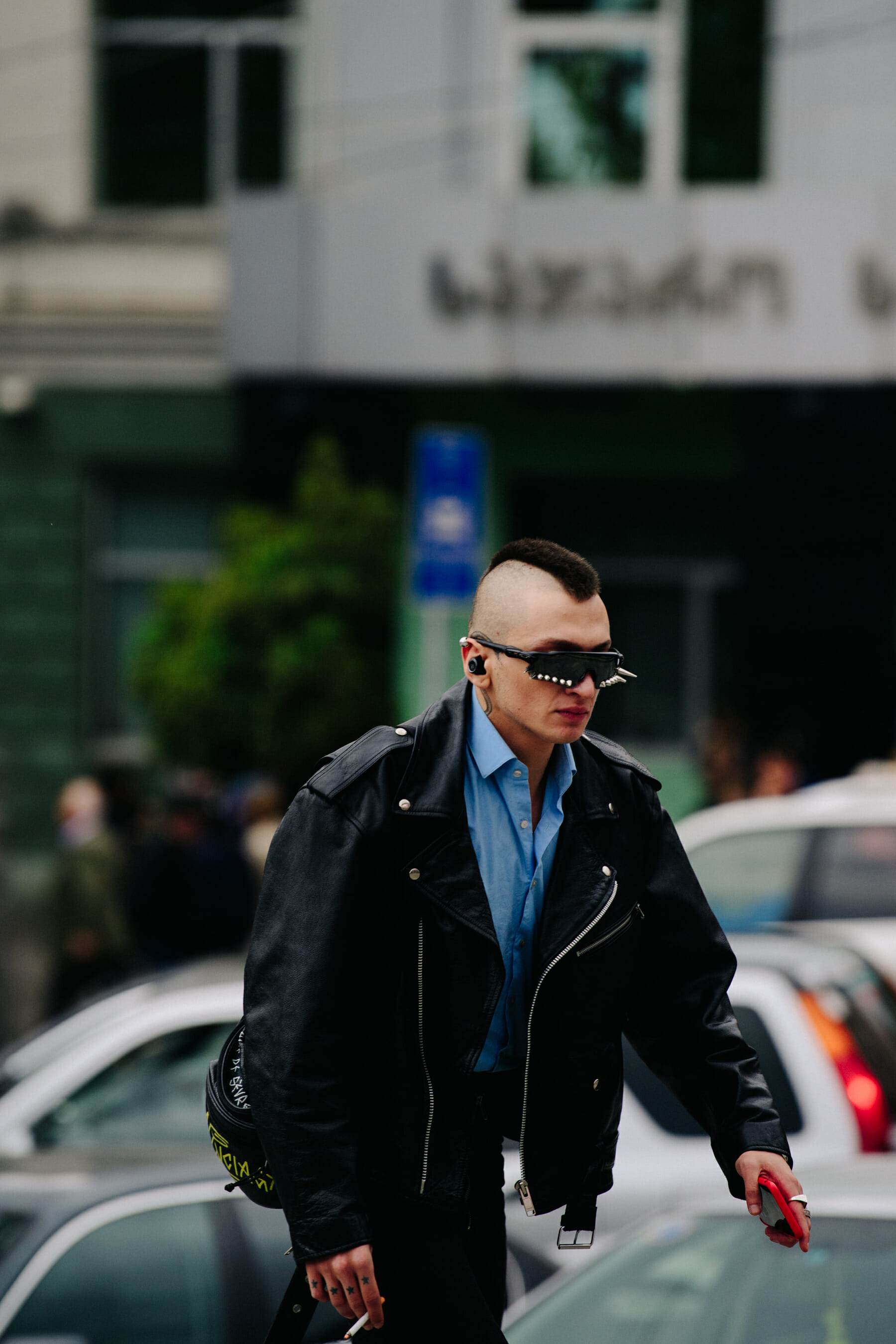 Man wearing Oakley Vetements glasses