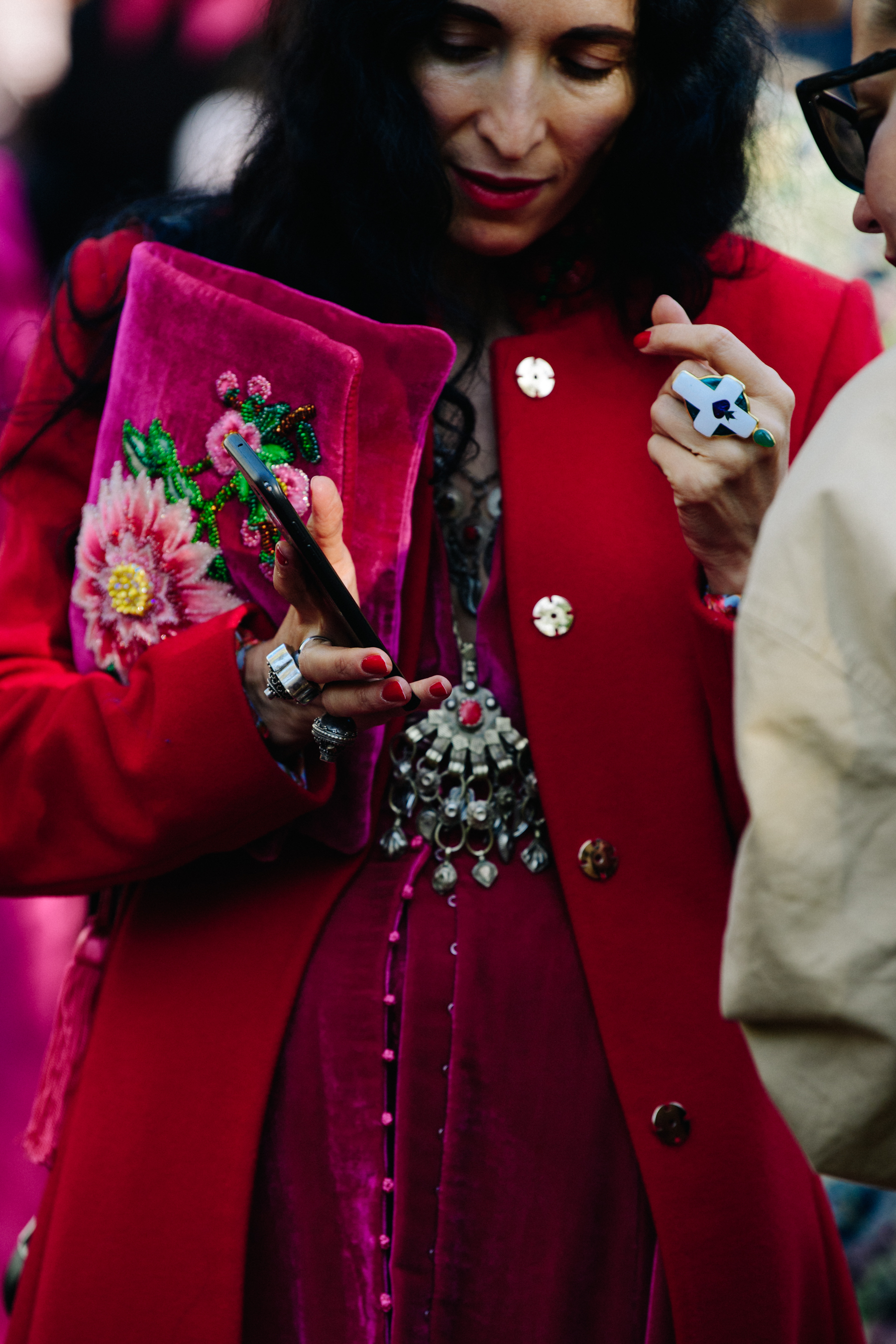 Woman wearing red coat