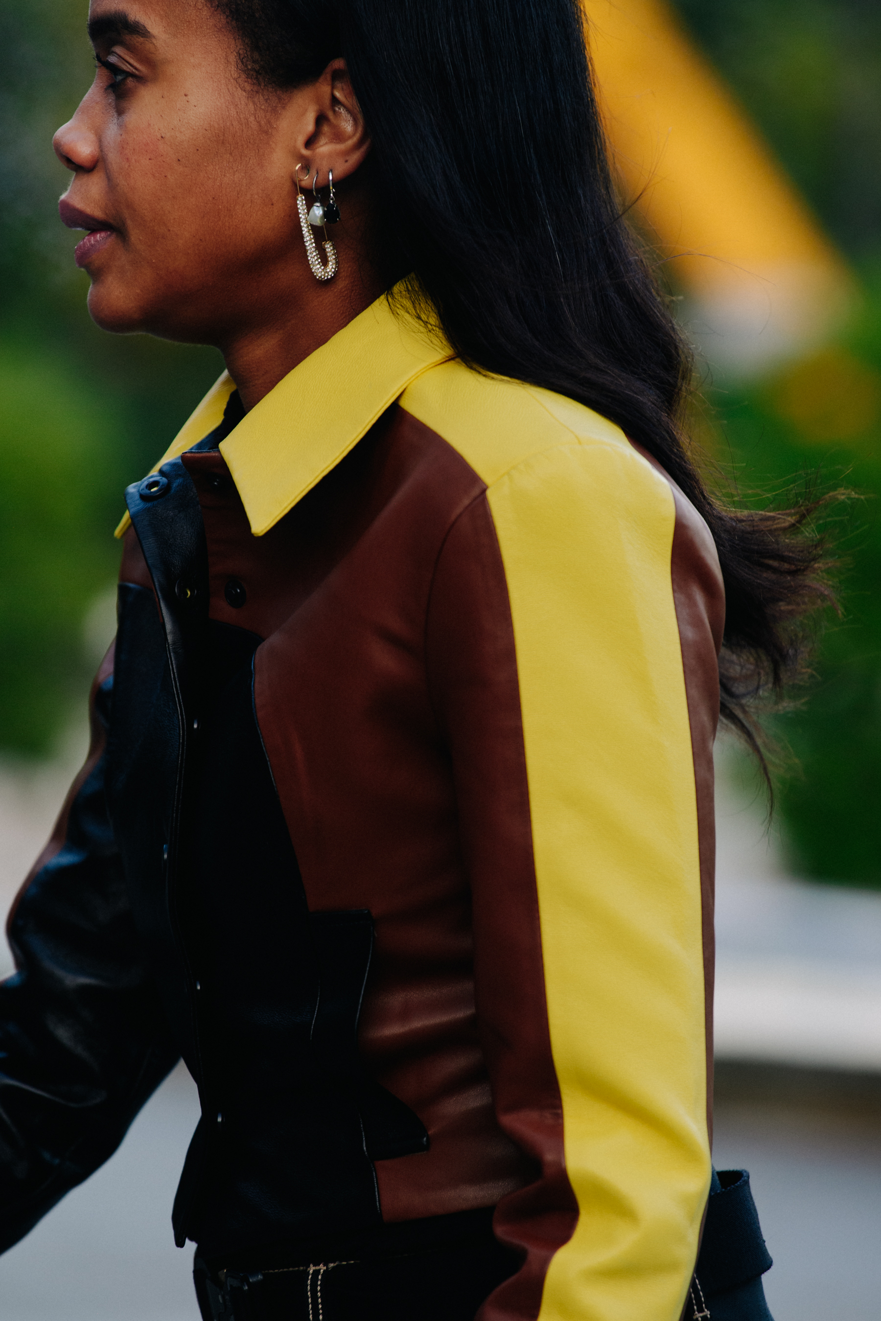 Woman wearing brown coat