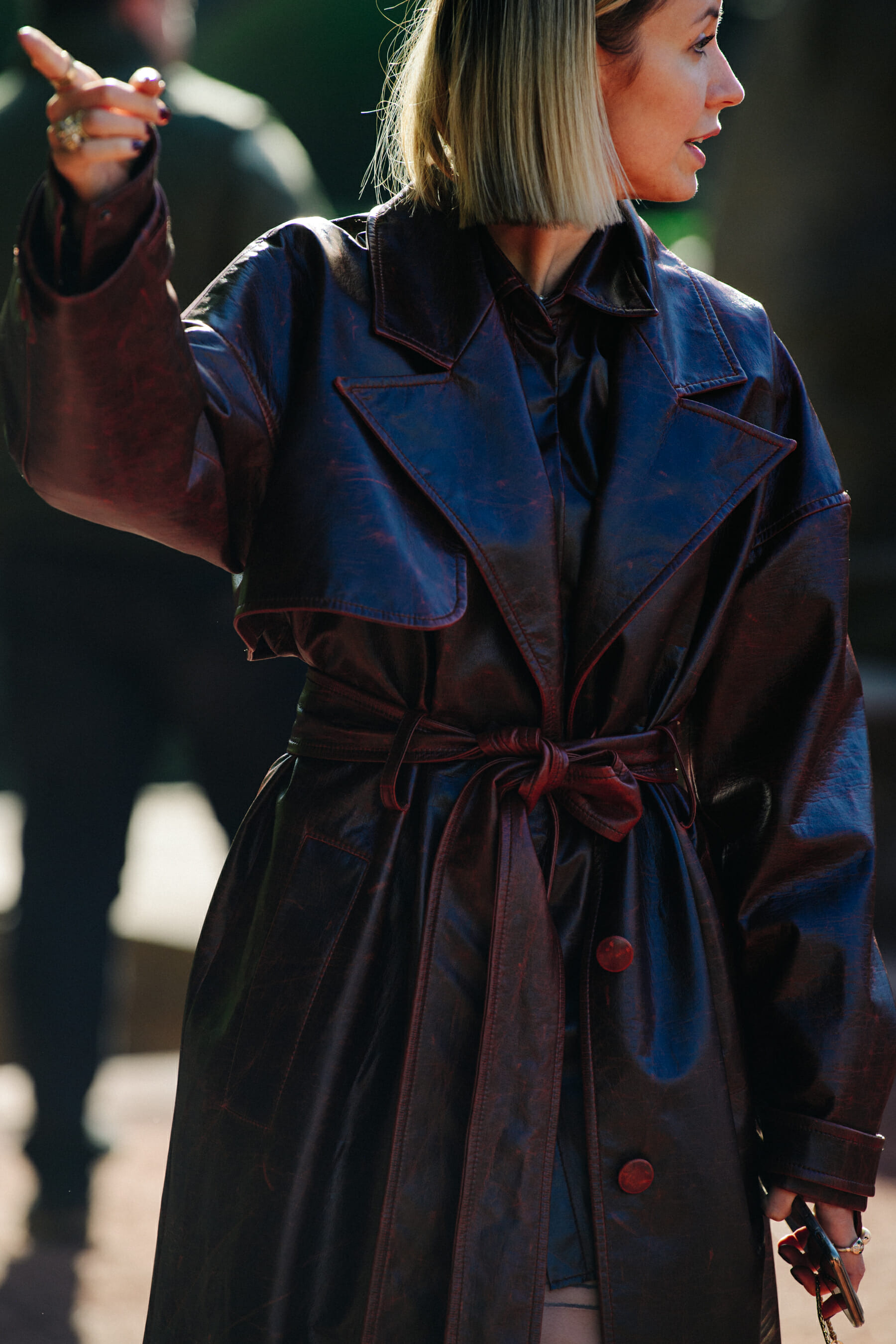 Woman wearing brown coat