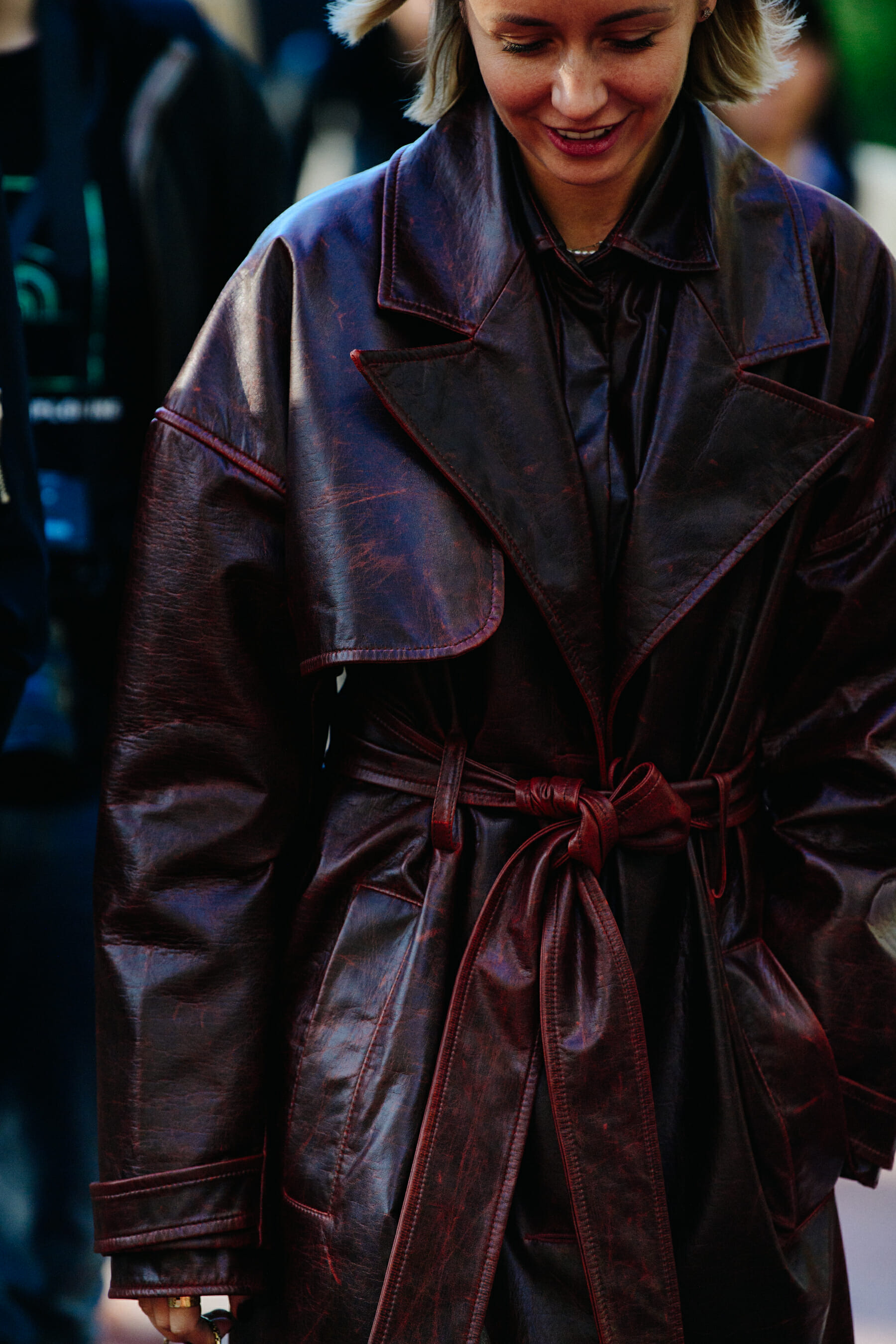 Woman wearing brown coat