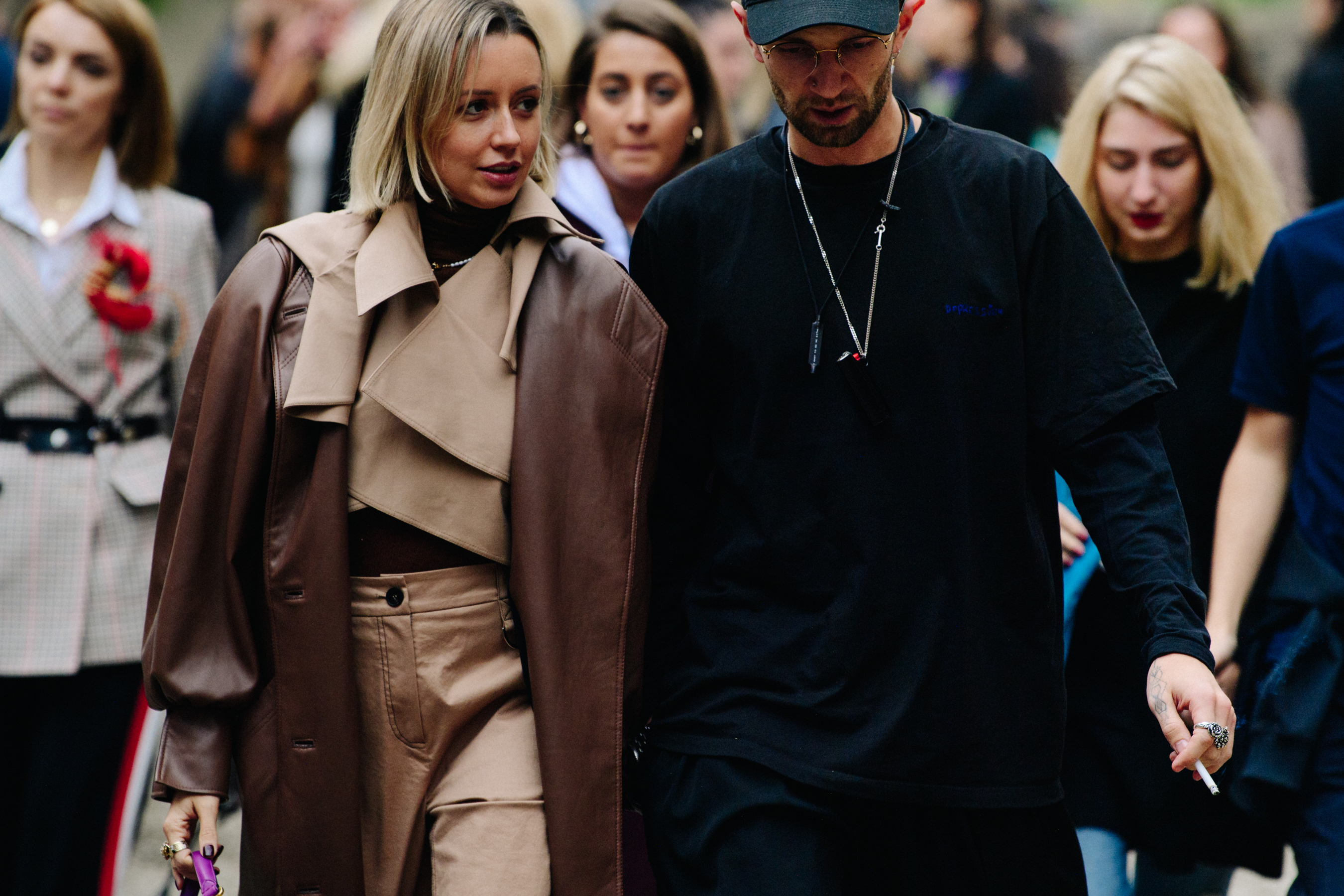 Couple wearing black and brown