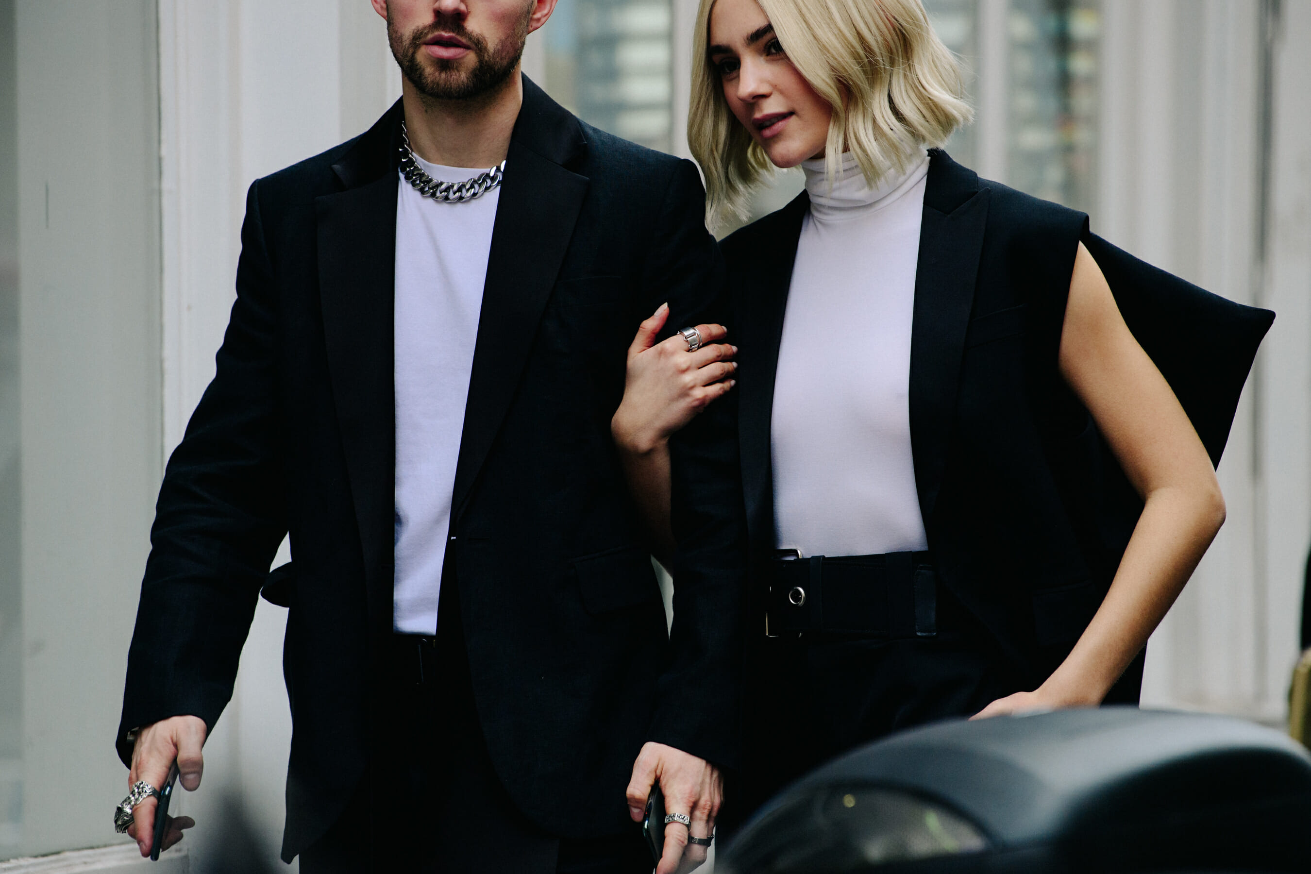 Couple wearing white and black