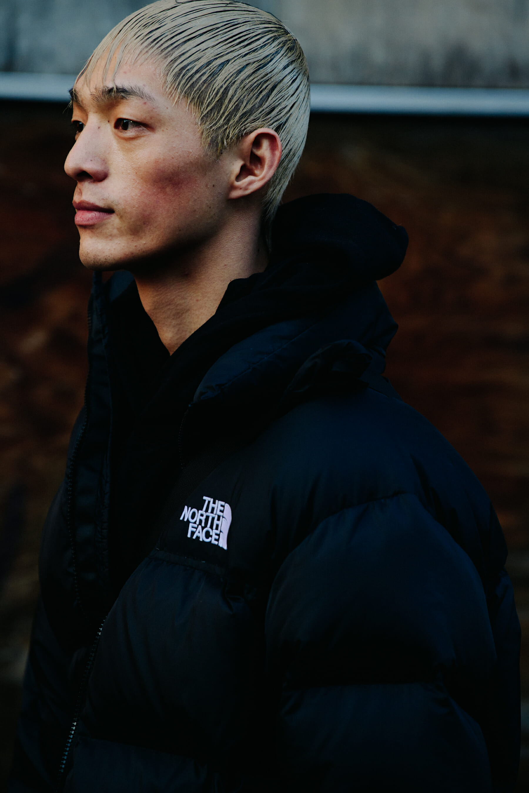 Model wearing The North Face coat