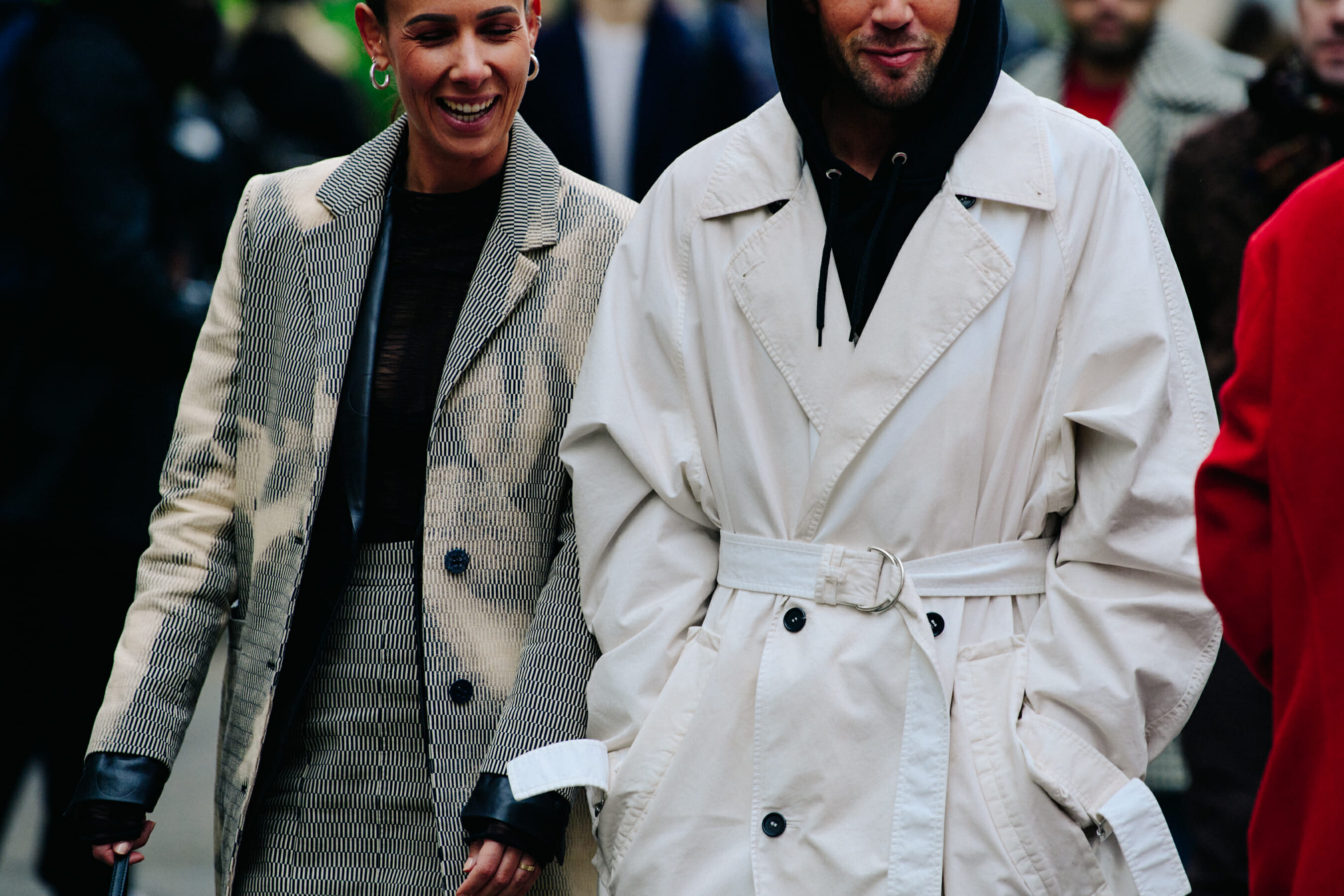 Couple wearing light jackets