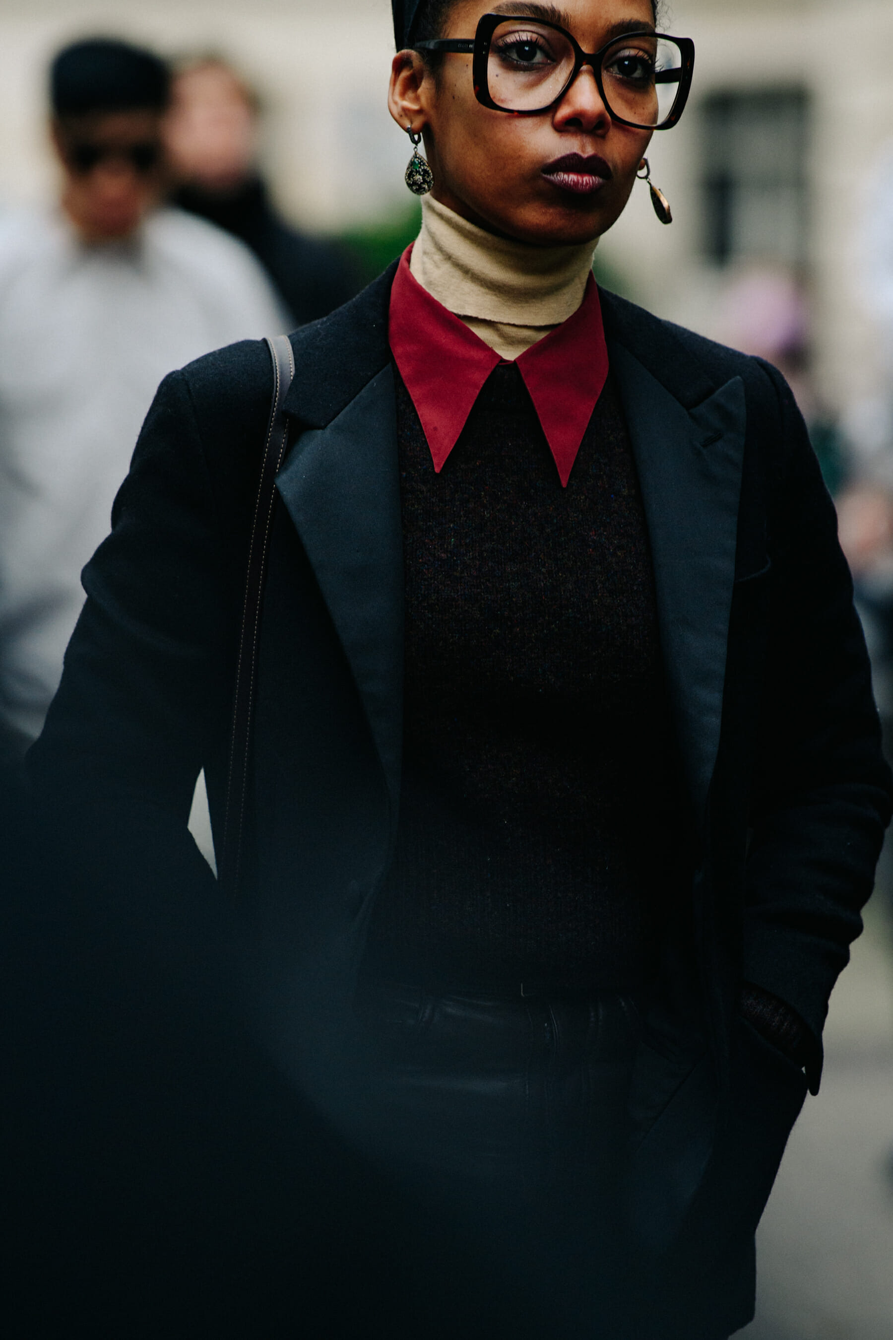 Woman wearing red shirt