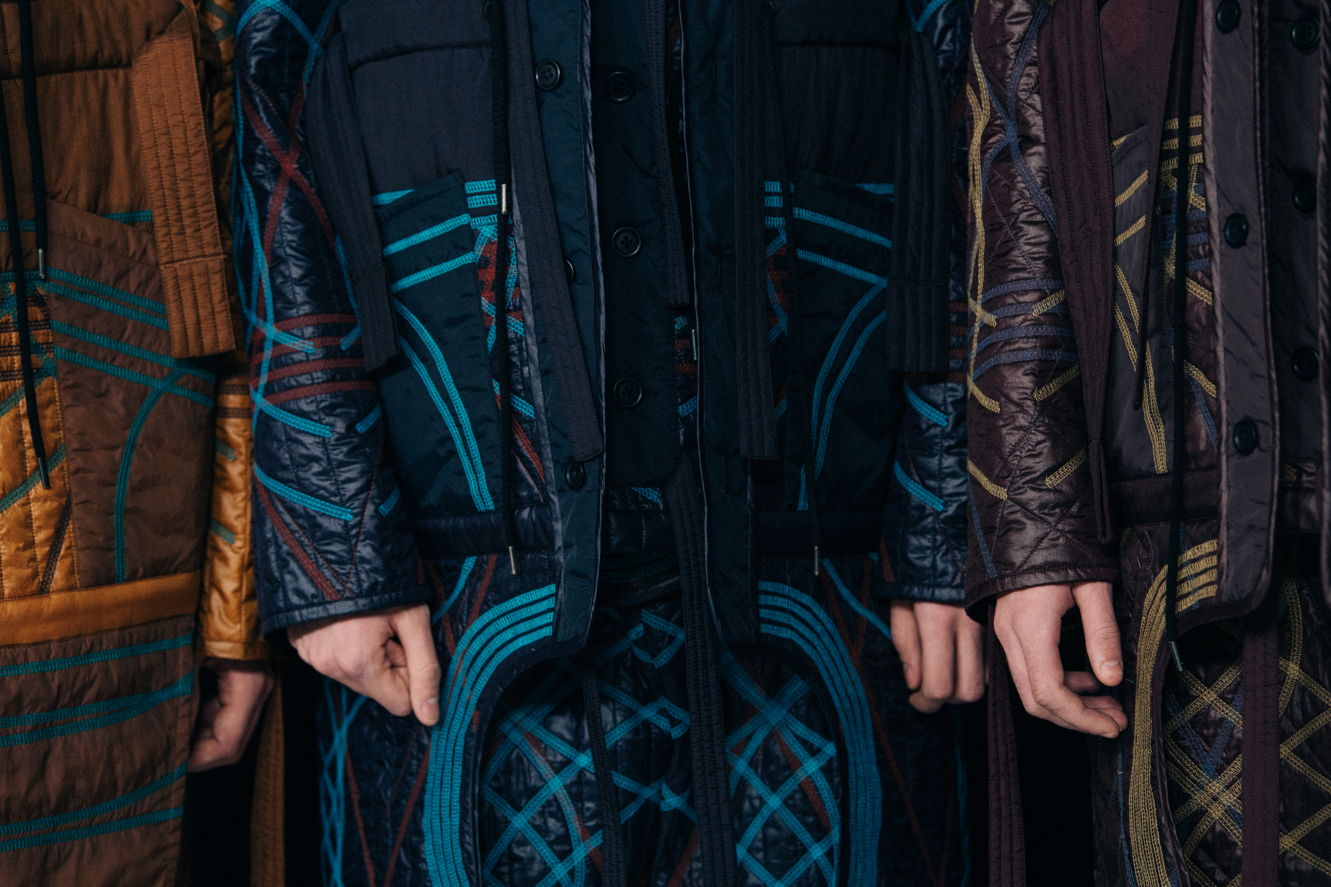 Model wearing colourful Craig Green outfit