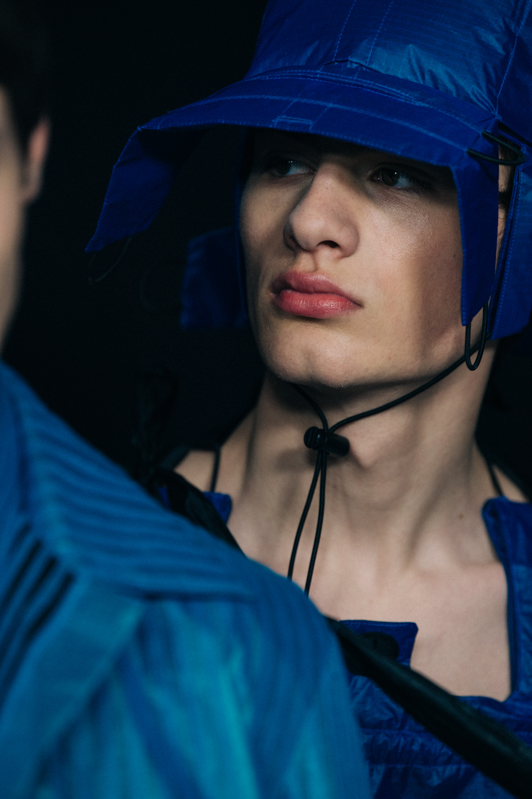 Model wearing blue Craig Green outfit