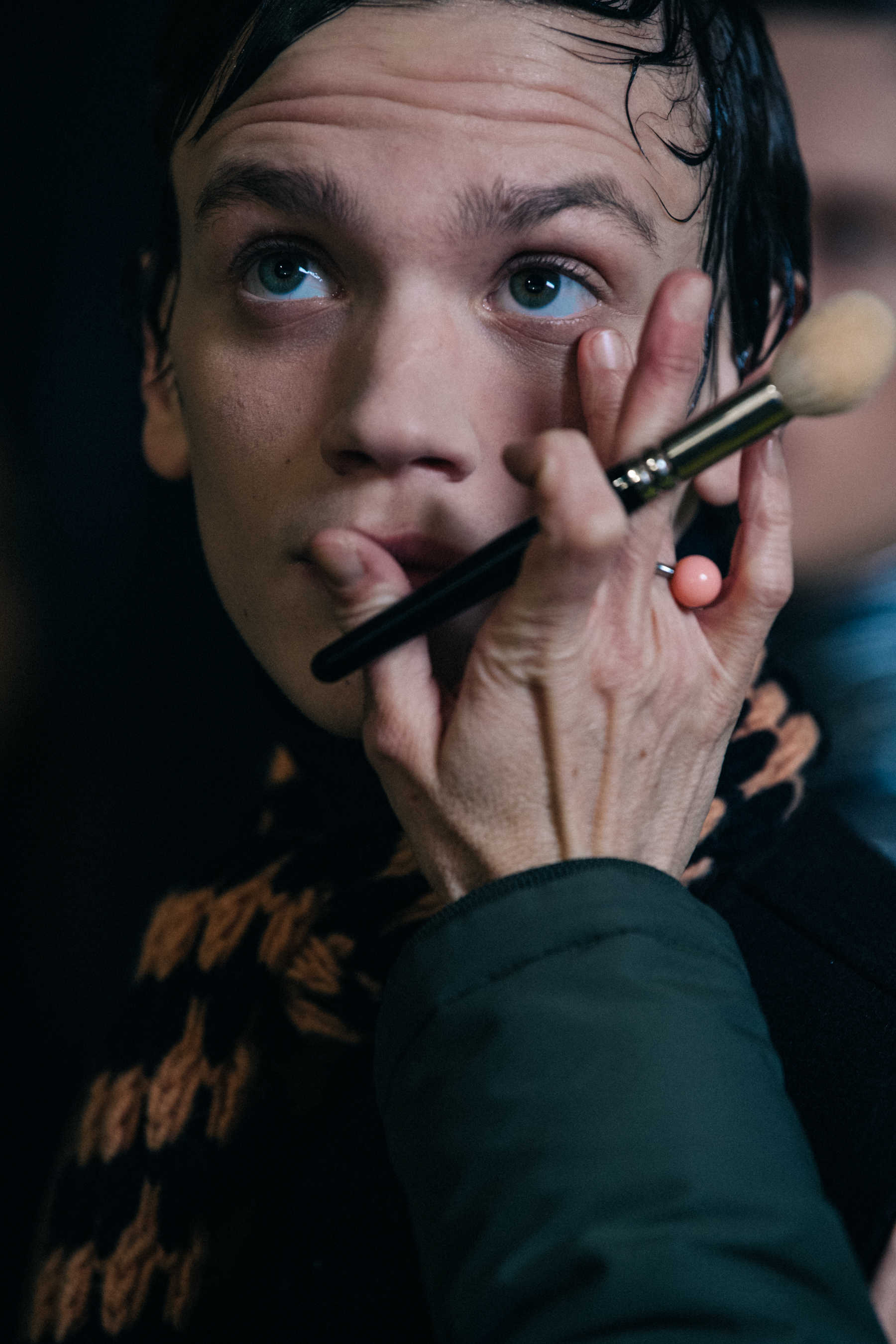 Models wearing wool at Raf Simons