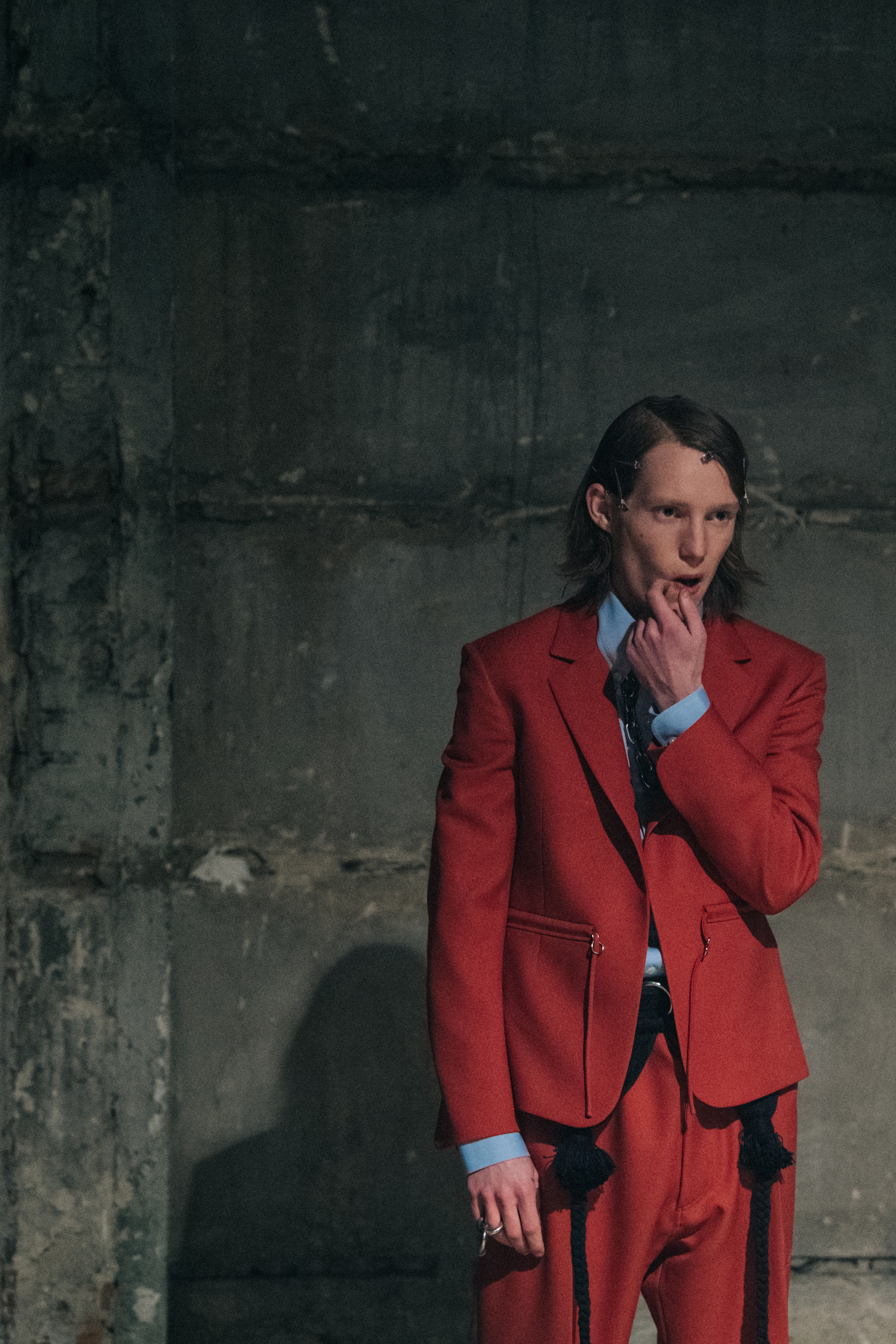 Models wearing colourful outfits at Stefano Pilati