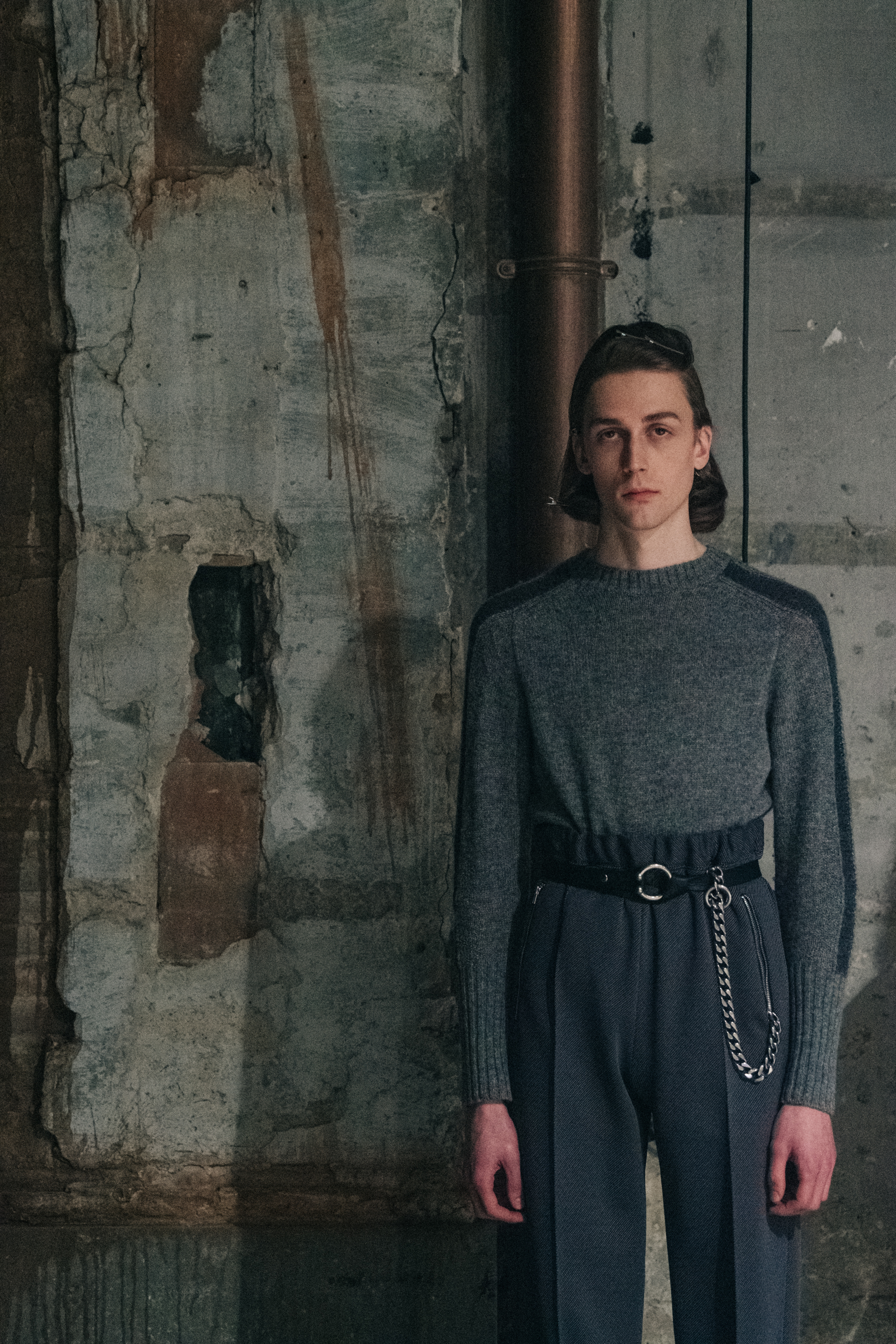 Models wearing dark outfits at Stefano Pilati