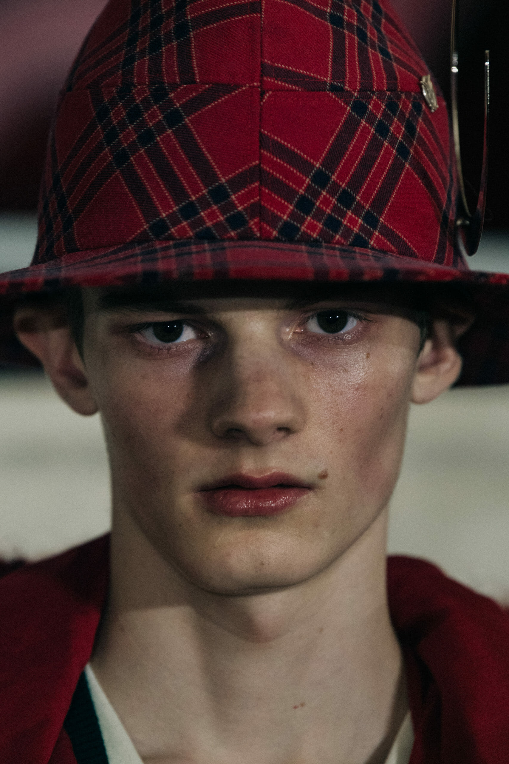 Models wearing red pattern outfit
