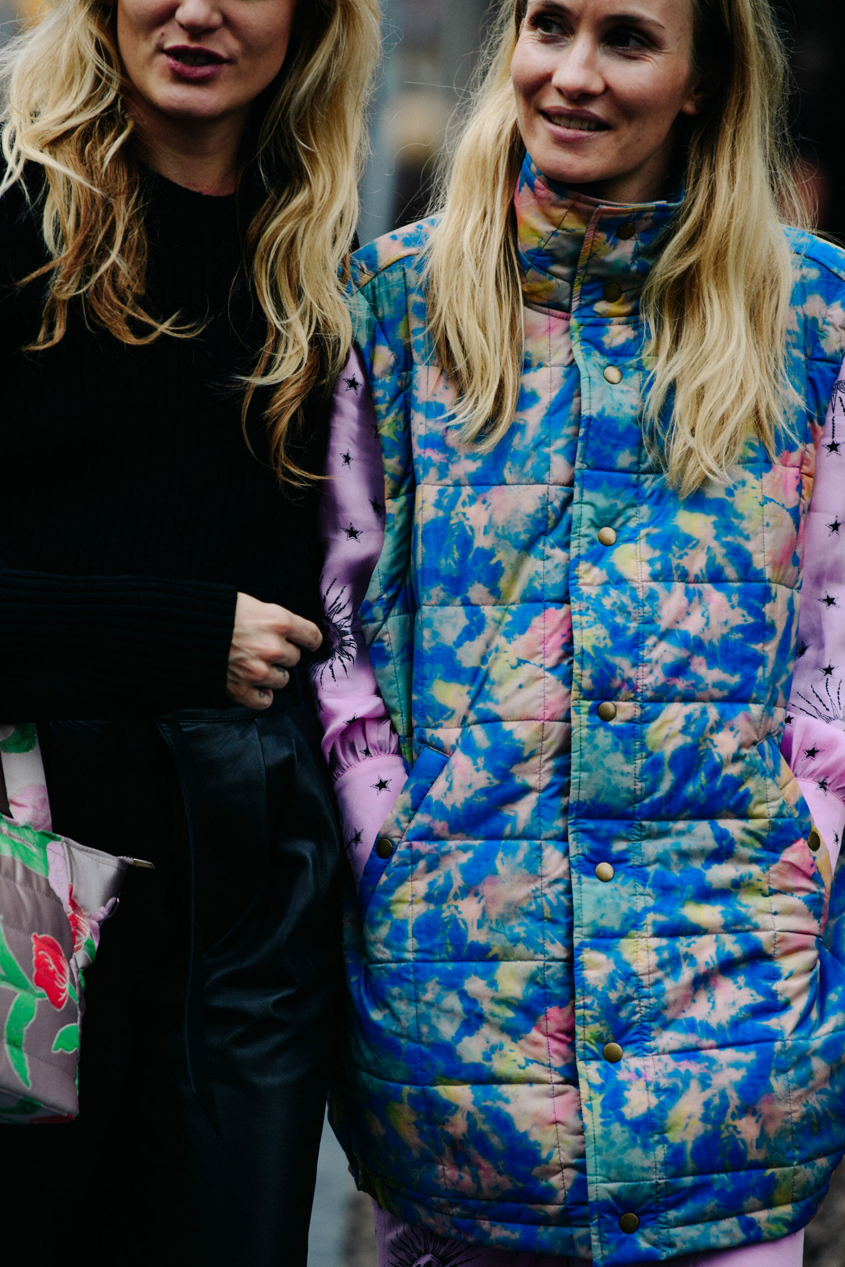 Woman wearing colourful jacket