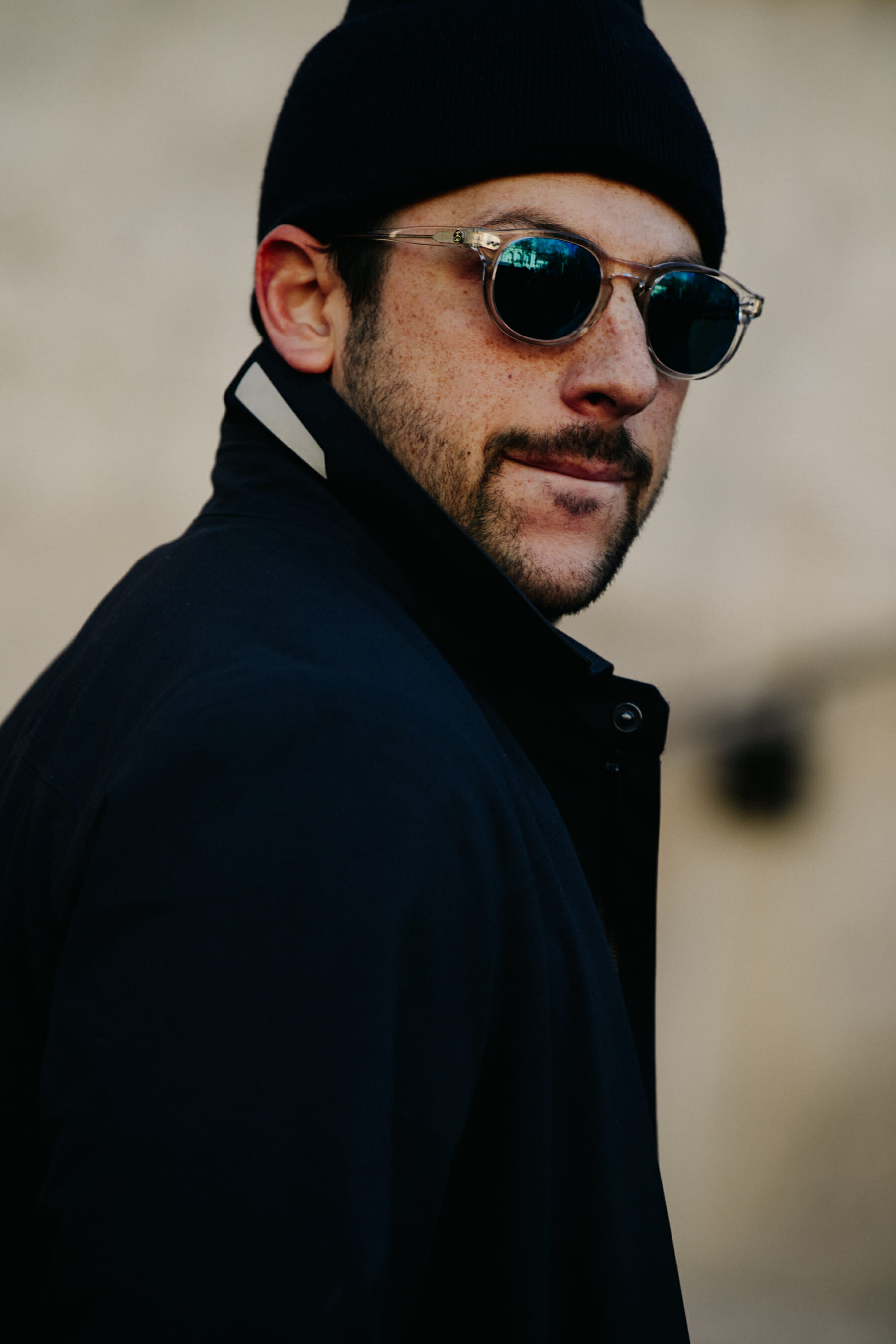 Man wearing clear glasses