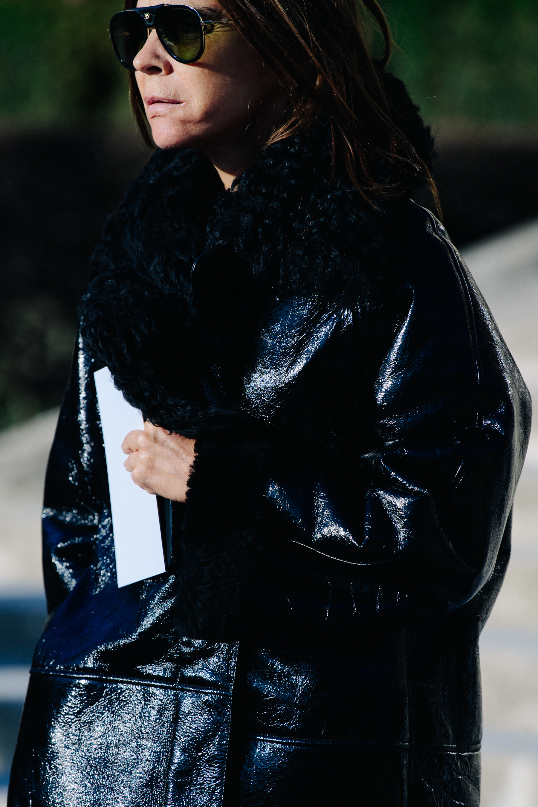 Woman wearing black puffer coat