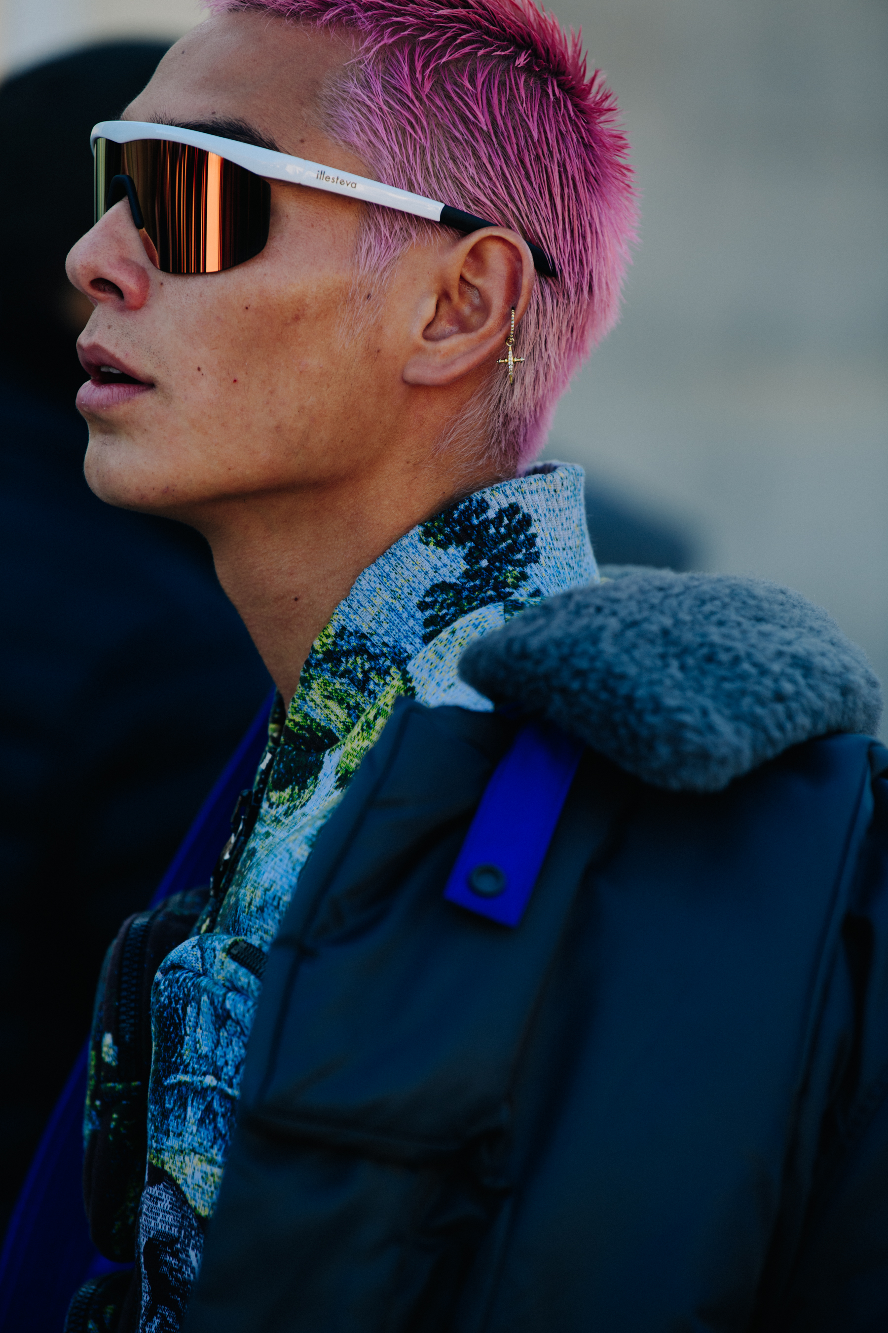 Man with pink hair