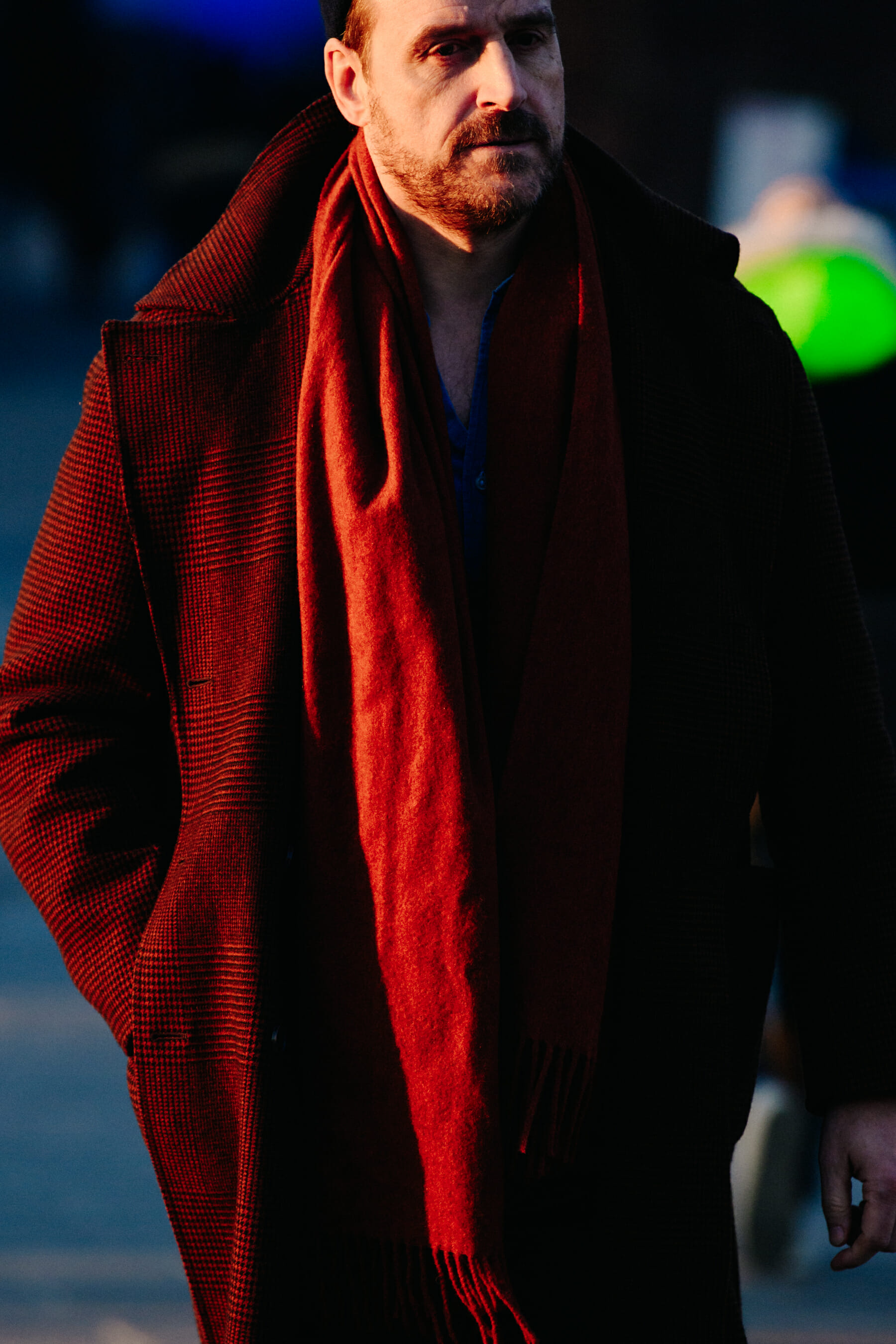 Man wearing red outfit