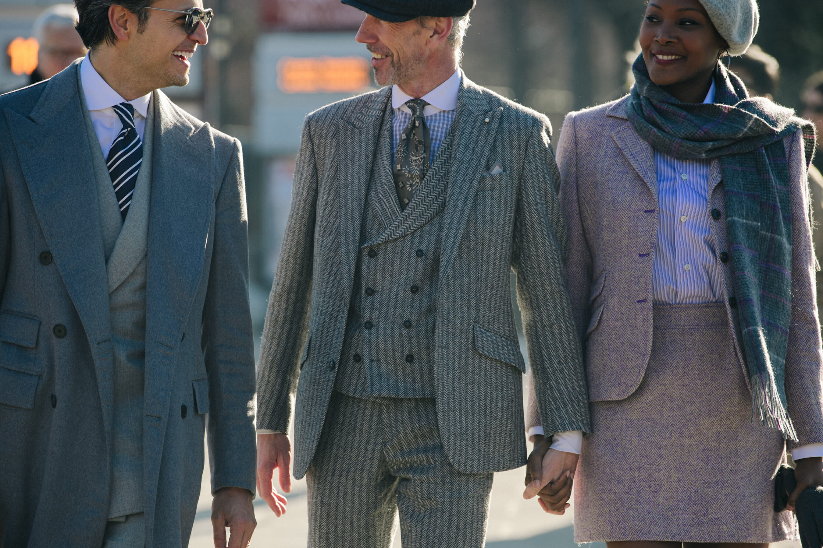 People wearing smart wool outfits