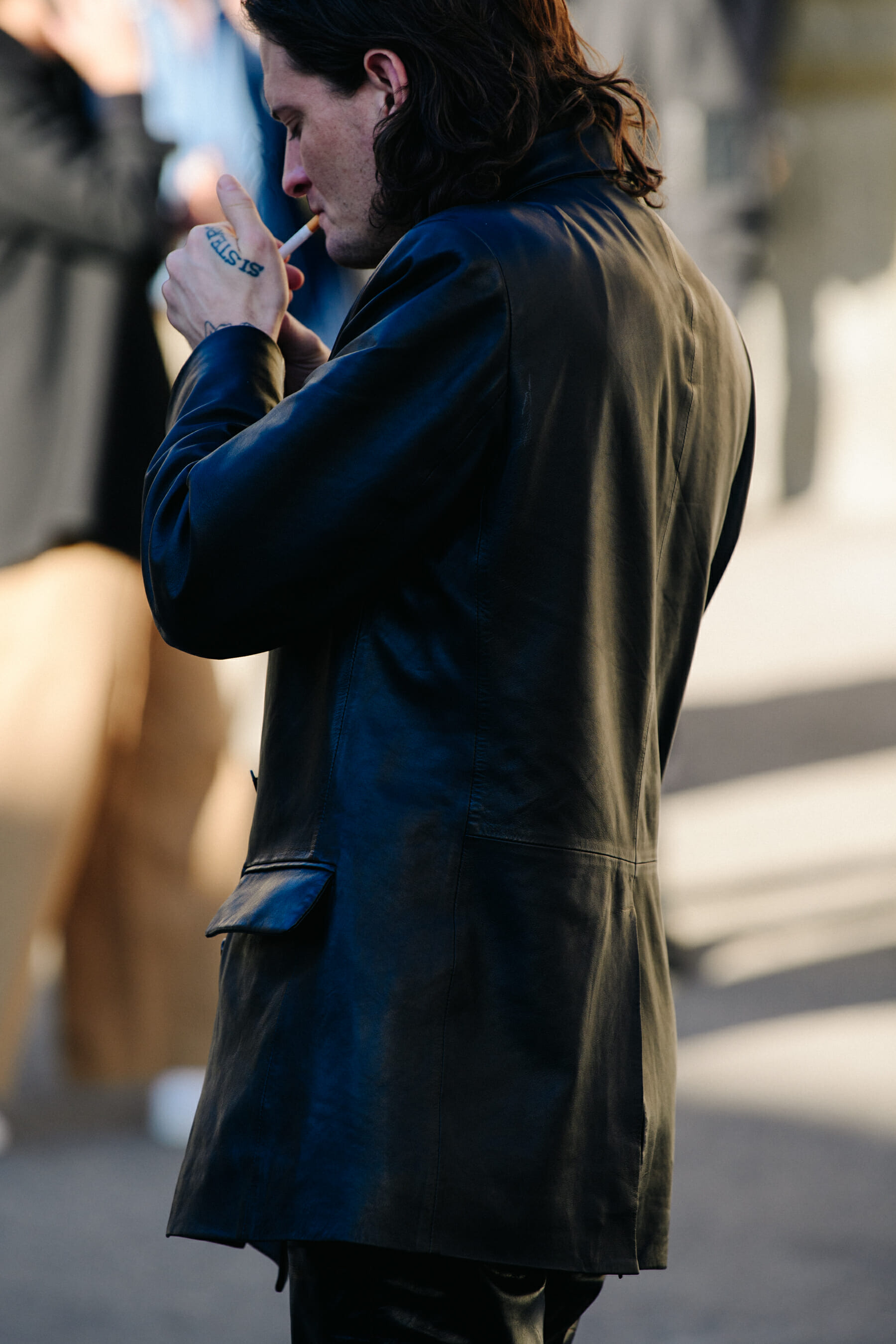 Man wearing leather jacket