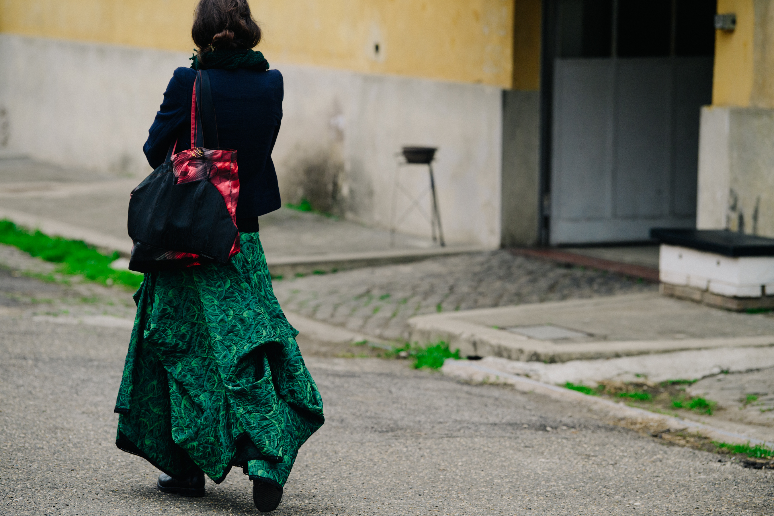 Woman wearing green dress