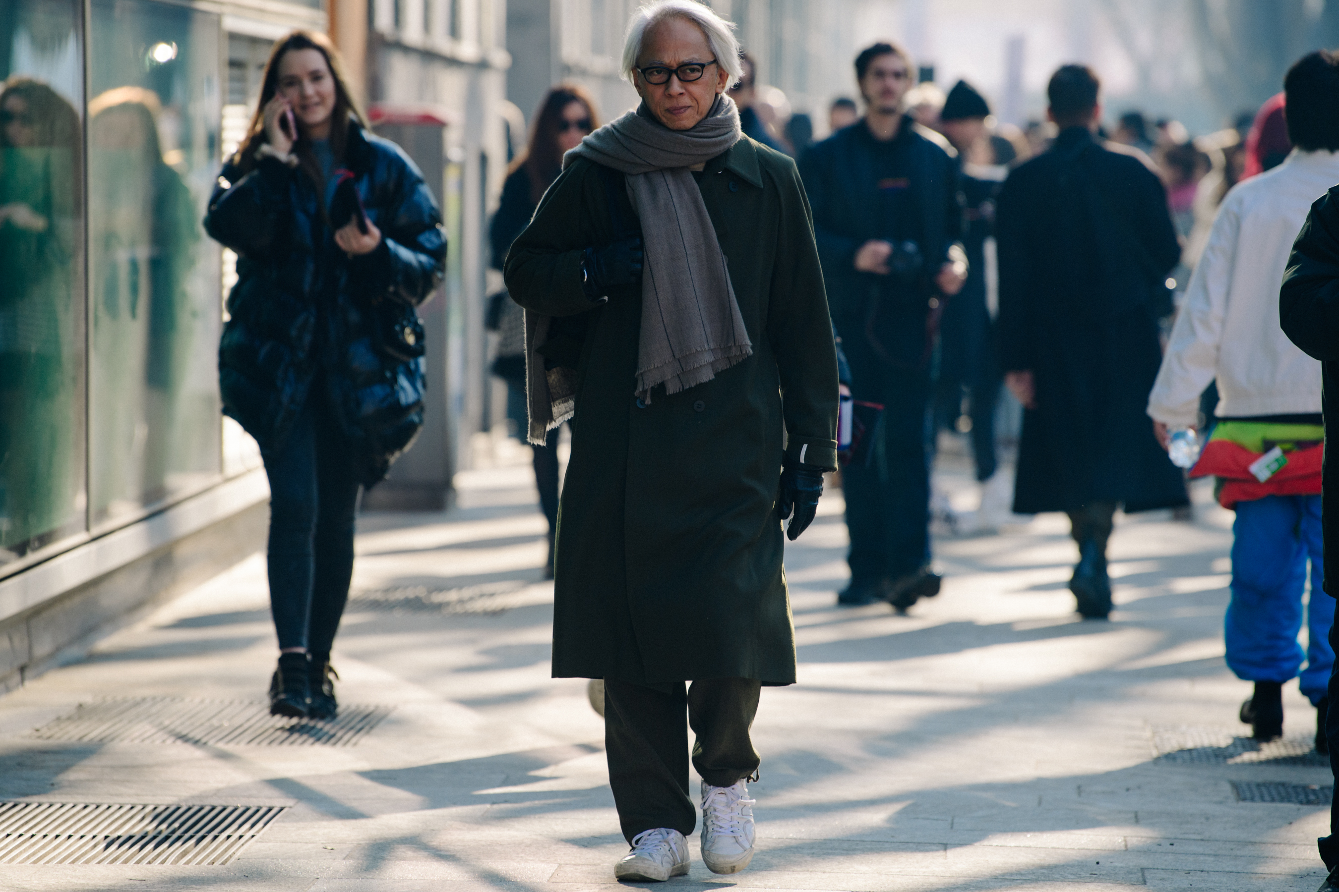 Man wearing green wool coat