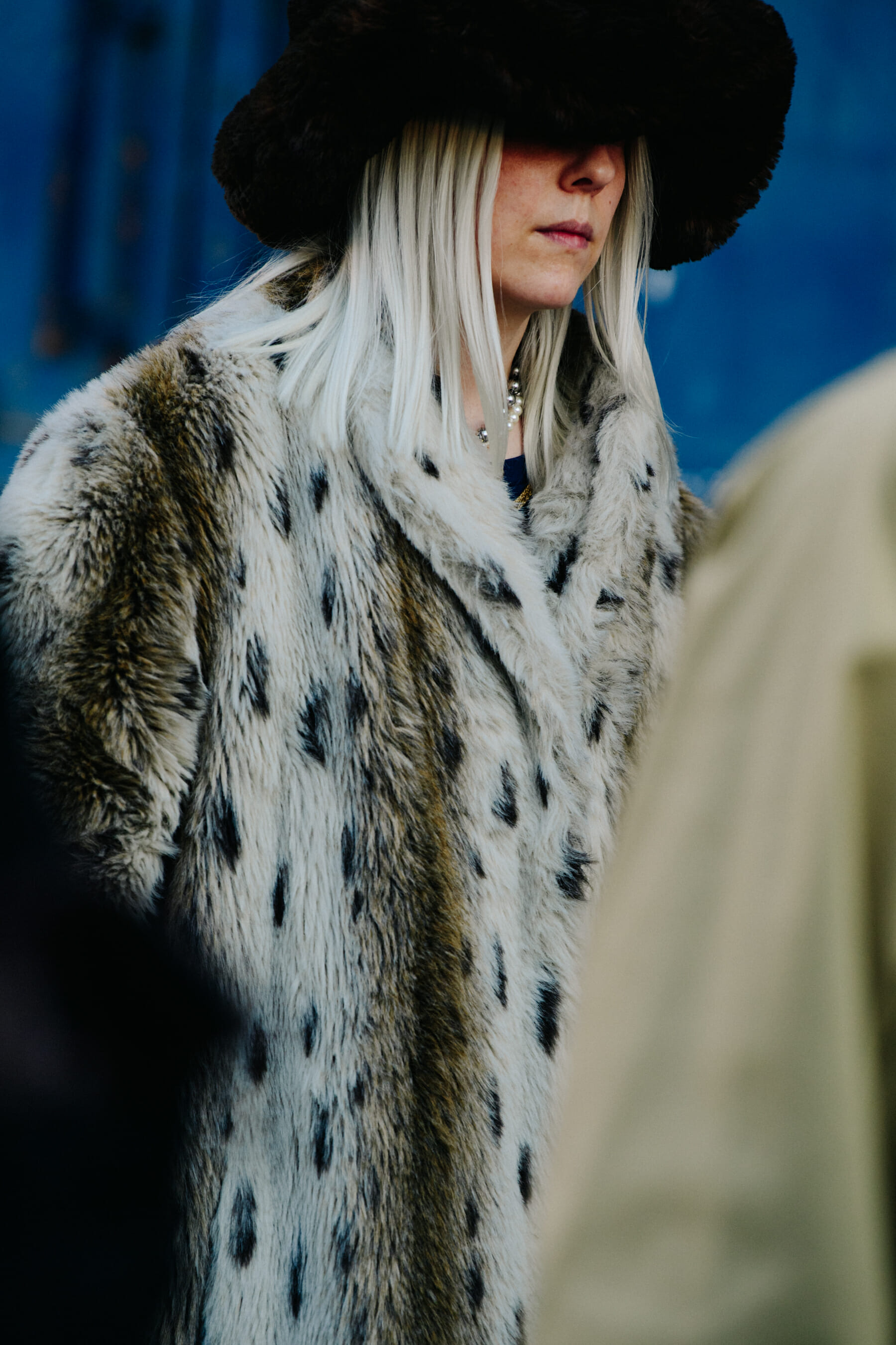 Woman wearing fur coat
