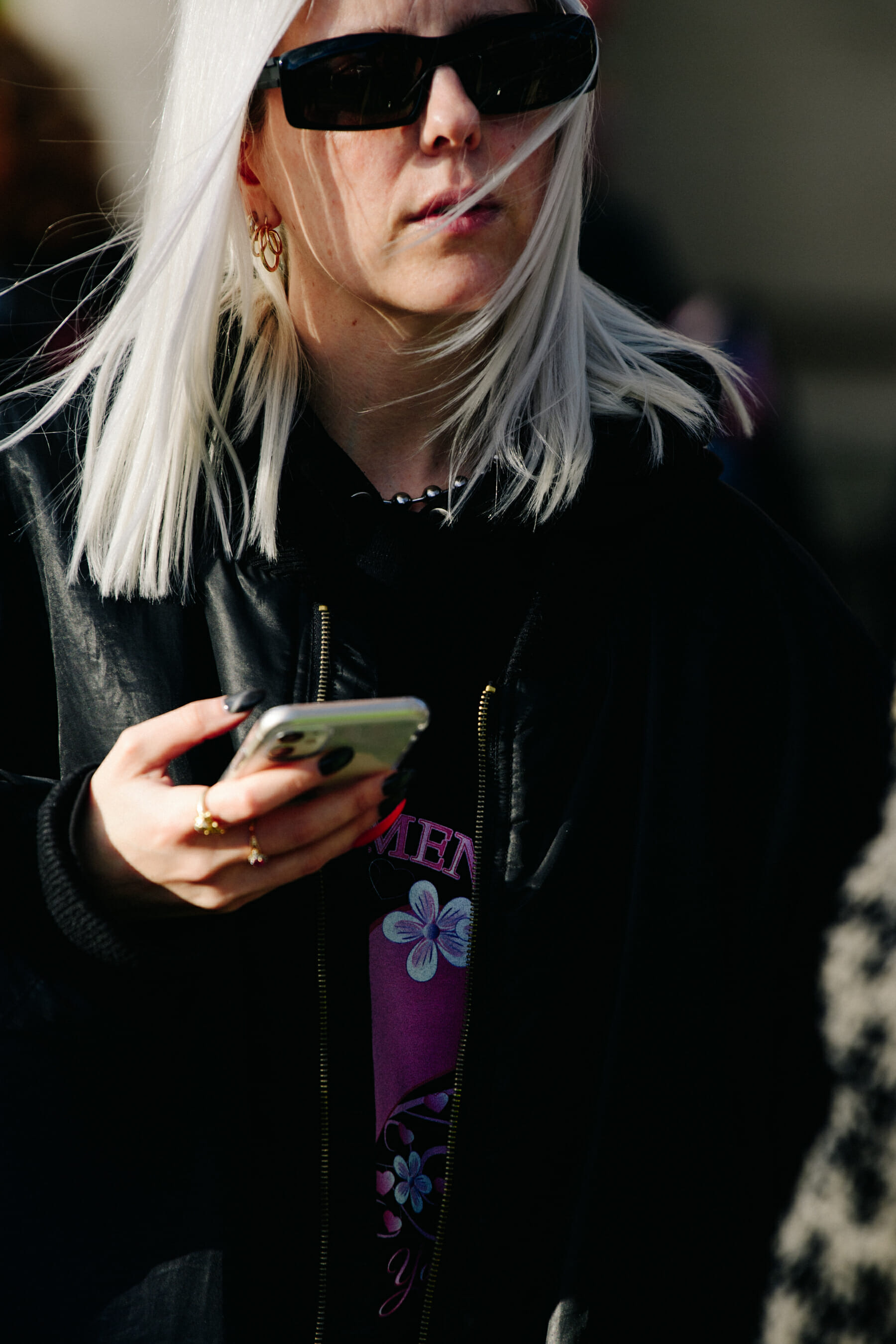 Womn wearing black jacket