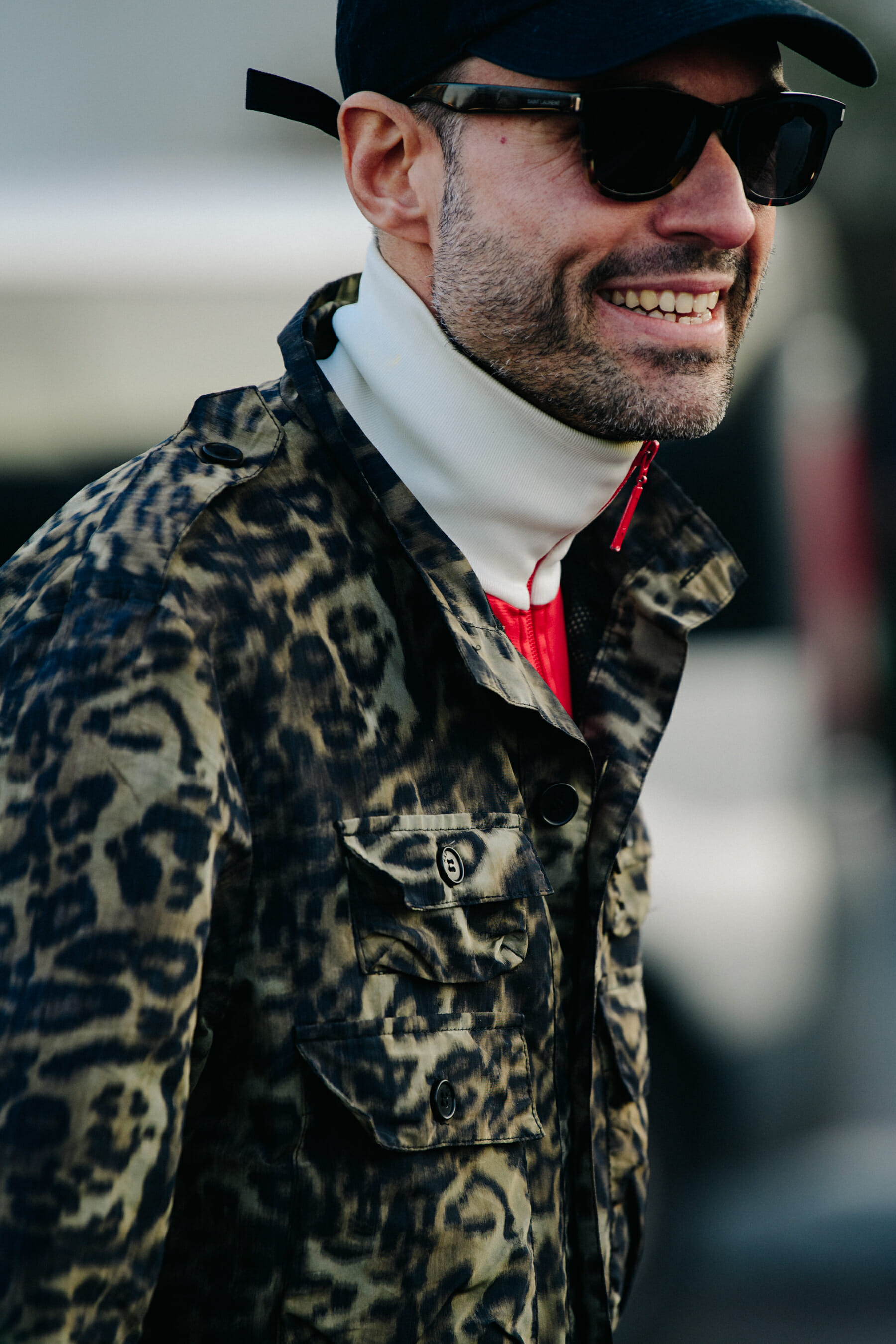 Spanish editor wearing animal print