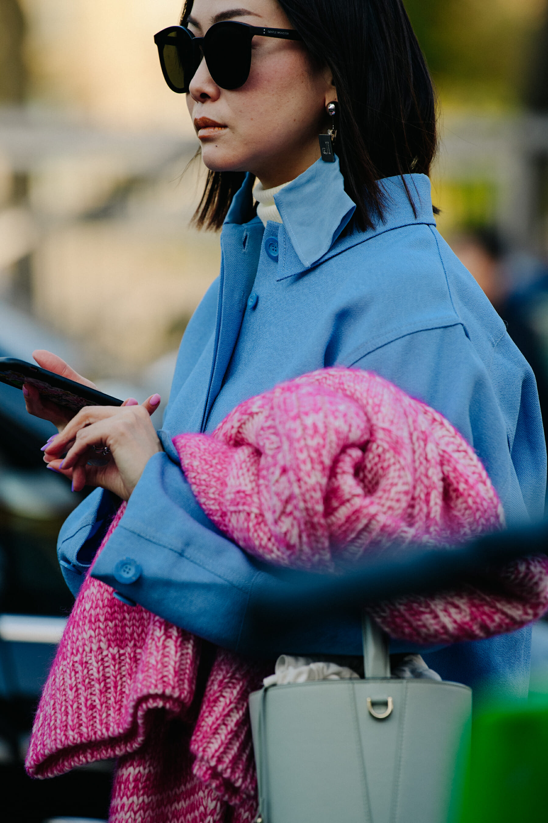 Japanese woman wearing blue