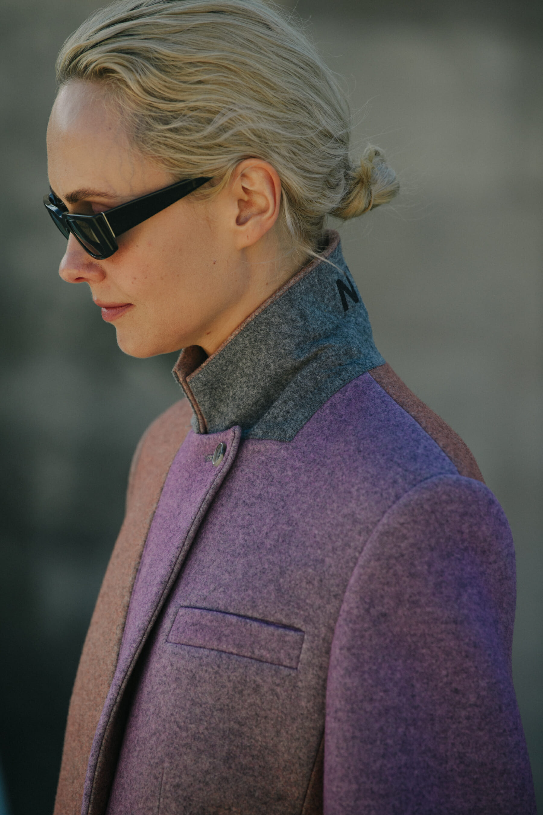 Woman wearing pink coat