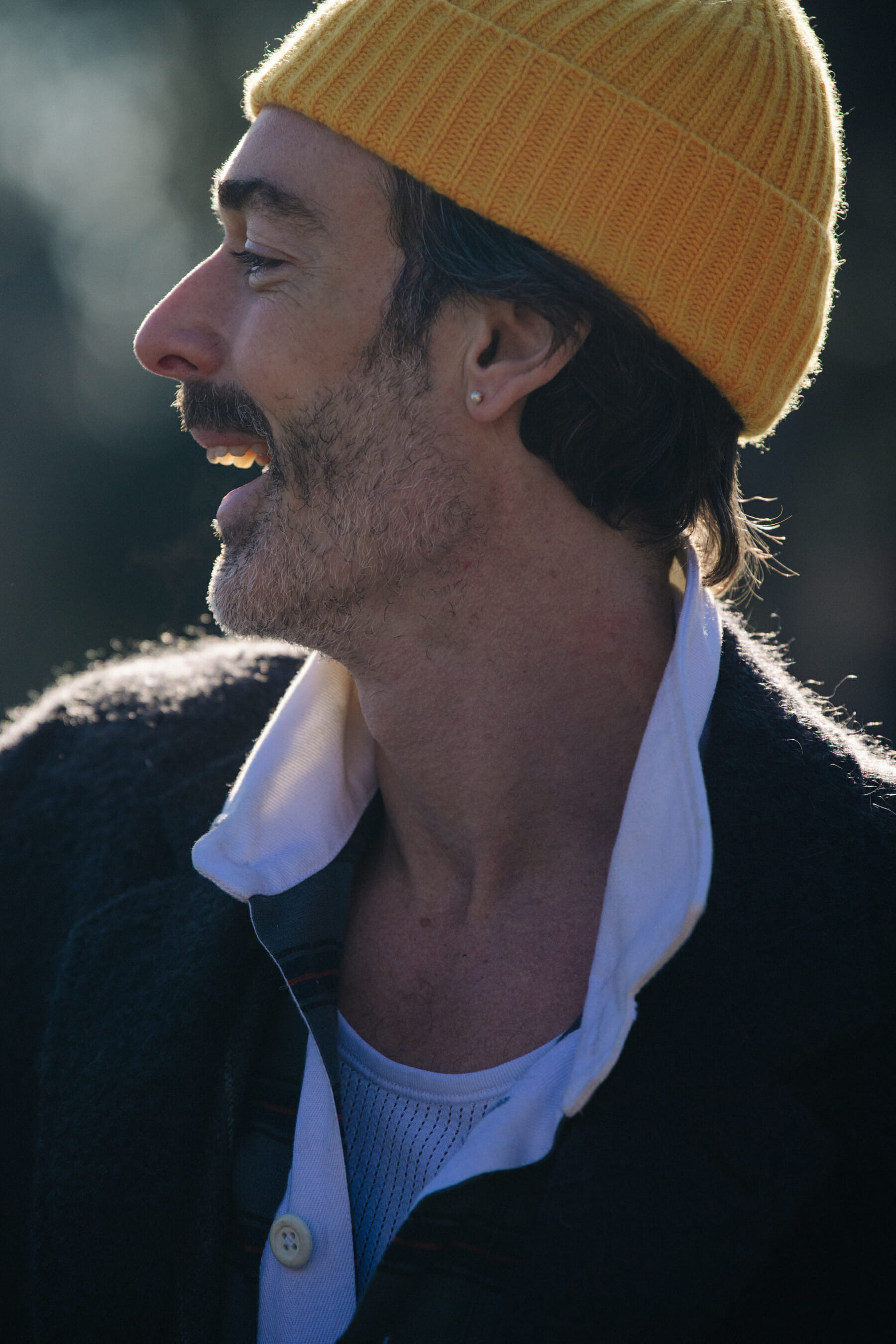 British model wearing yellow beanie