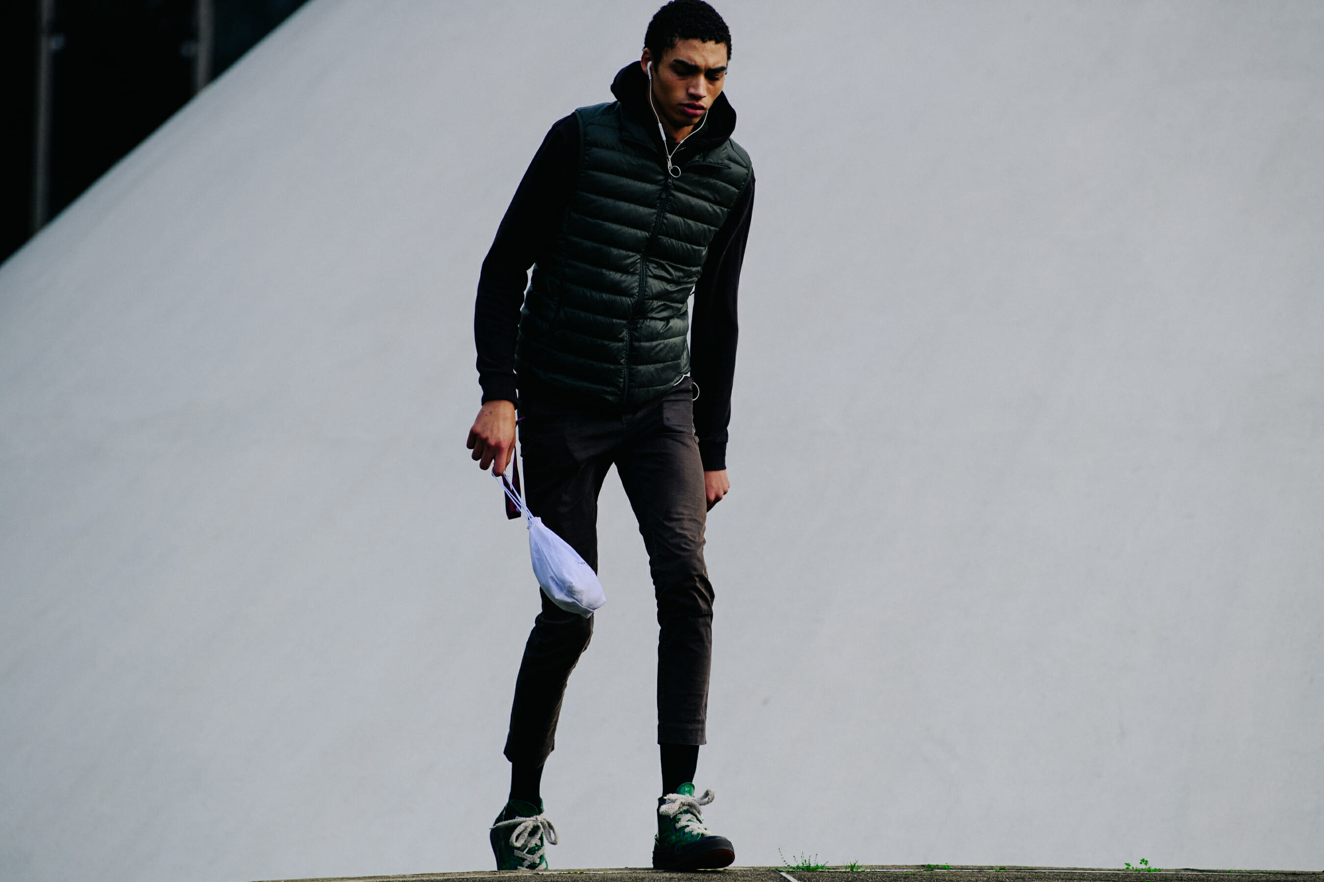 Model wearing down vest