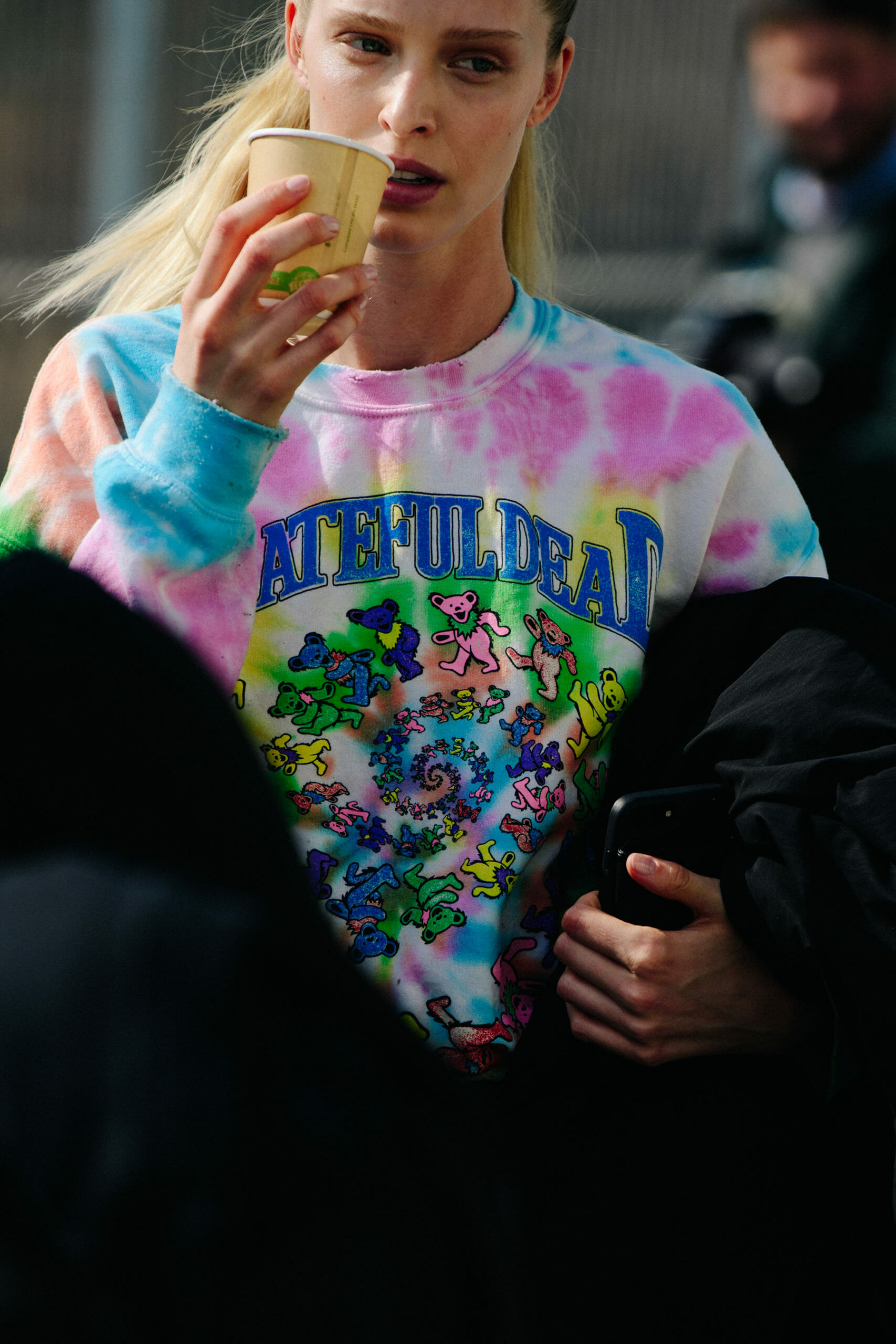 Model wearing band tee shirt