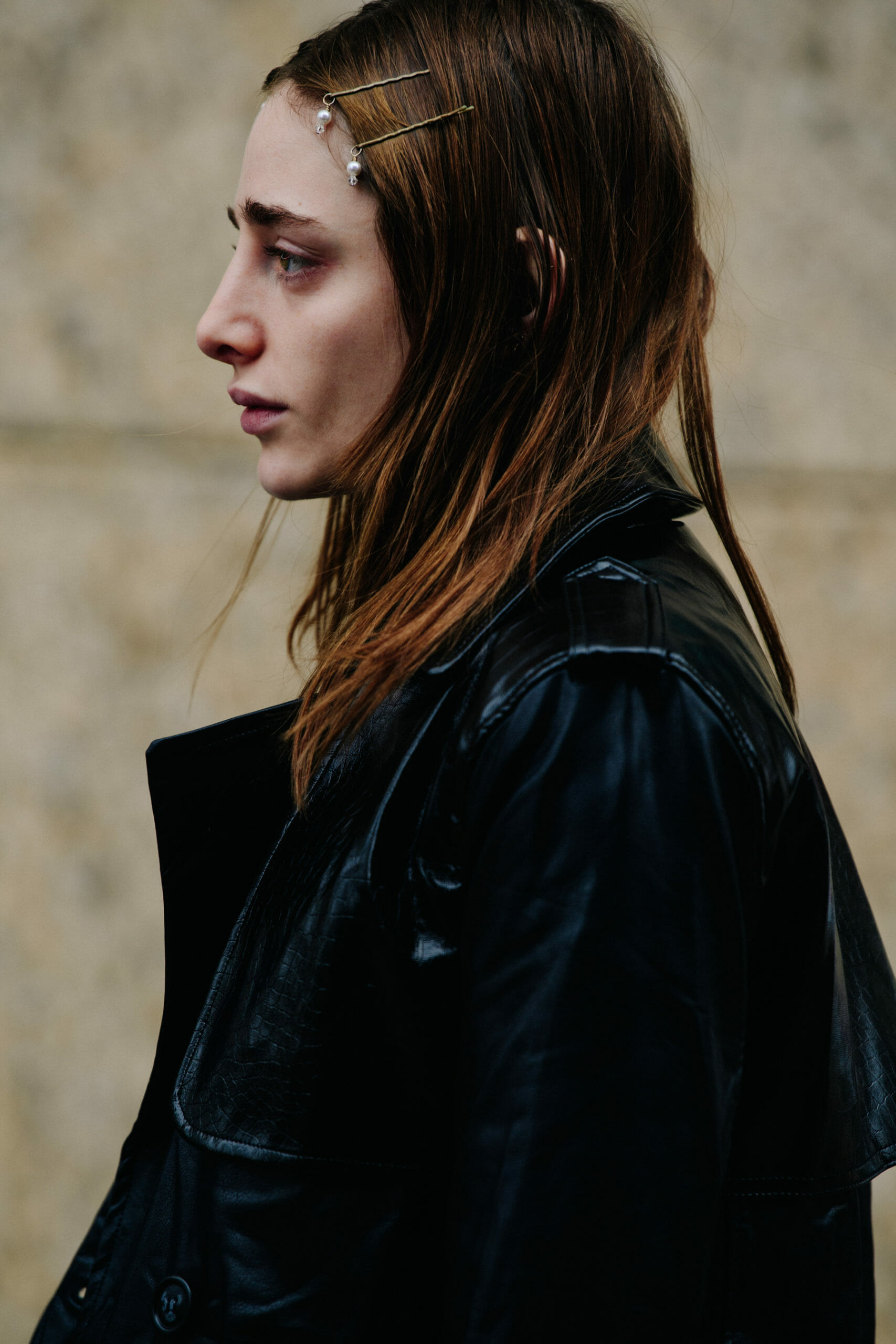 Woman wearing black coat